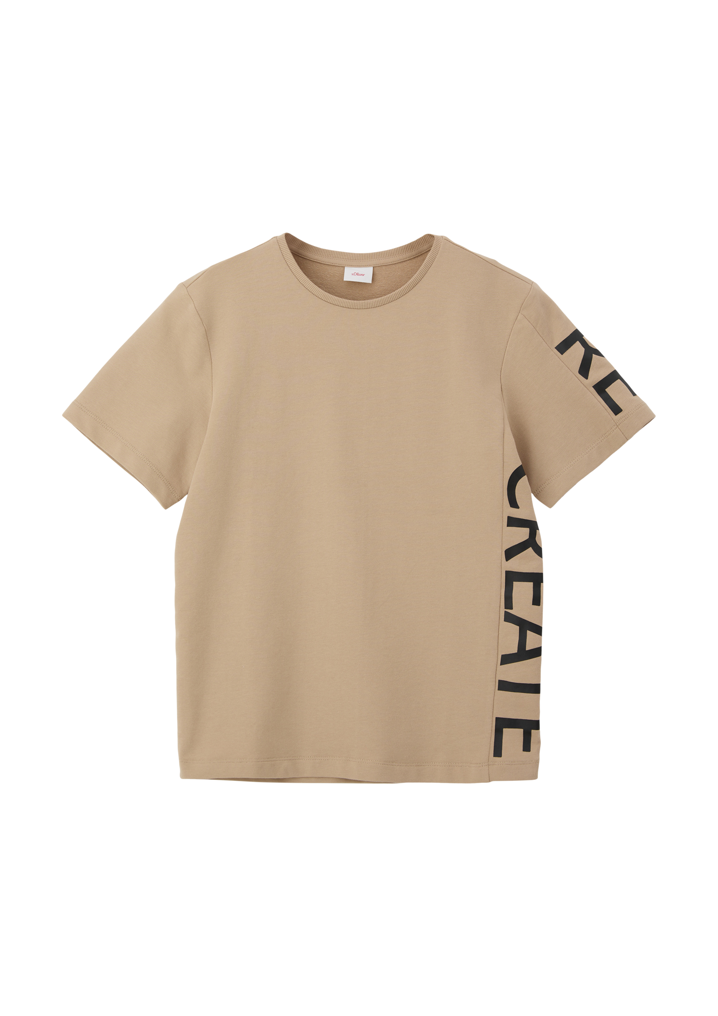 s.Oliver - T-Shirt mit Schrift-Print, Jungen, Beige