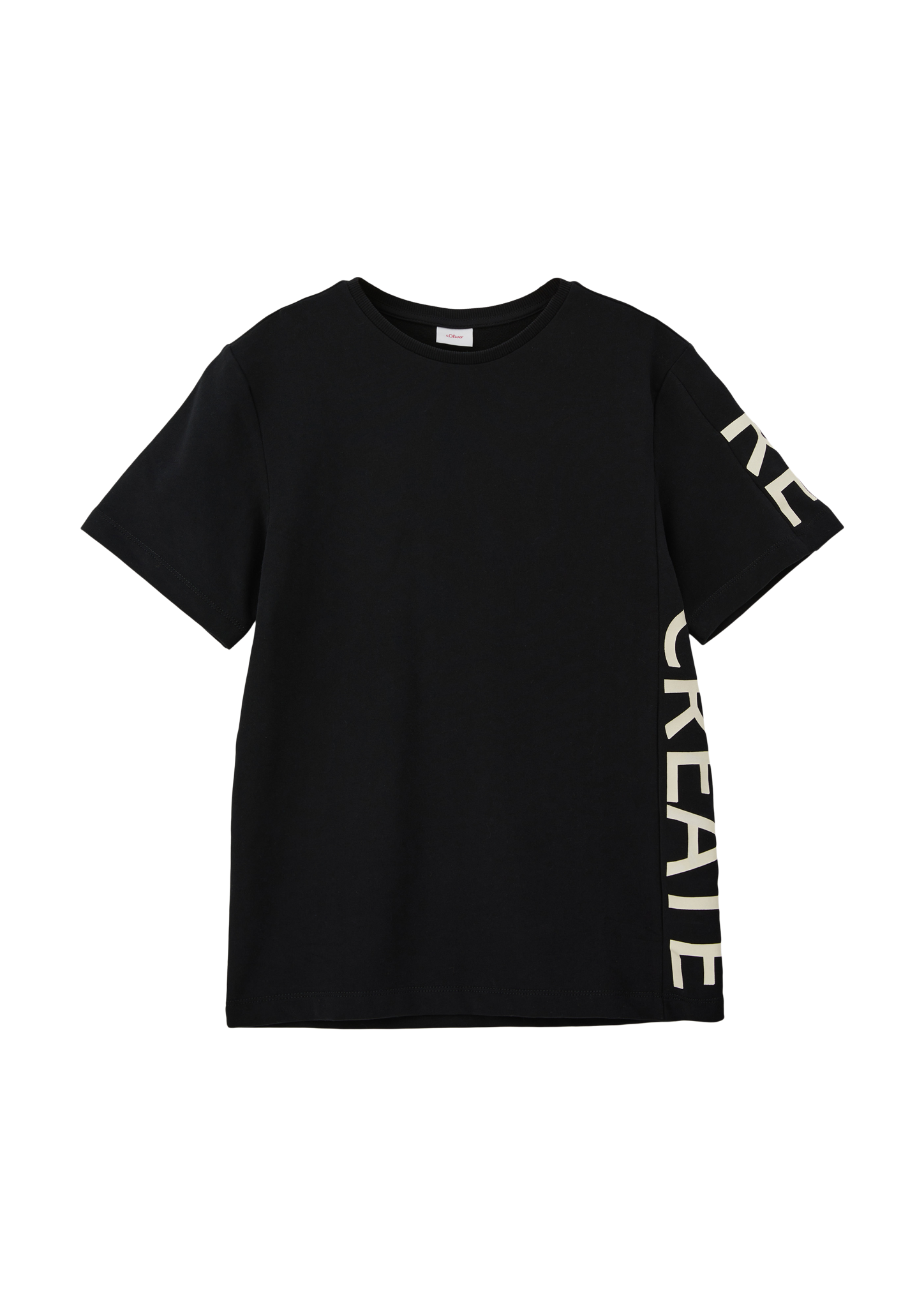 s.Oliver - T-Shirt mit Schrift-Print, Jungen, schwarz