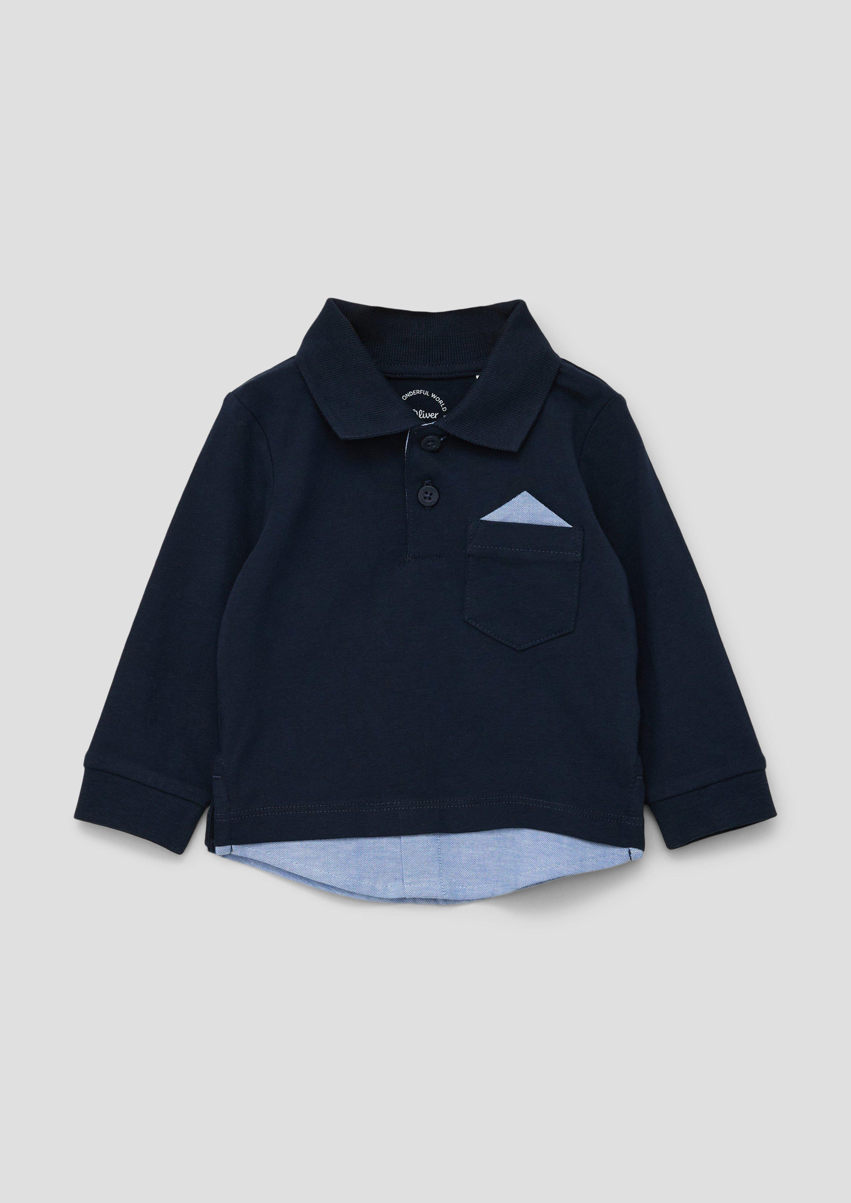 Polo shirt in layered look a - navy
