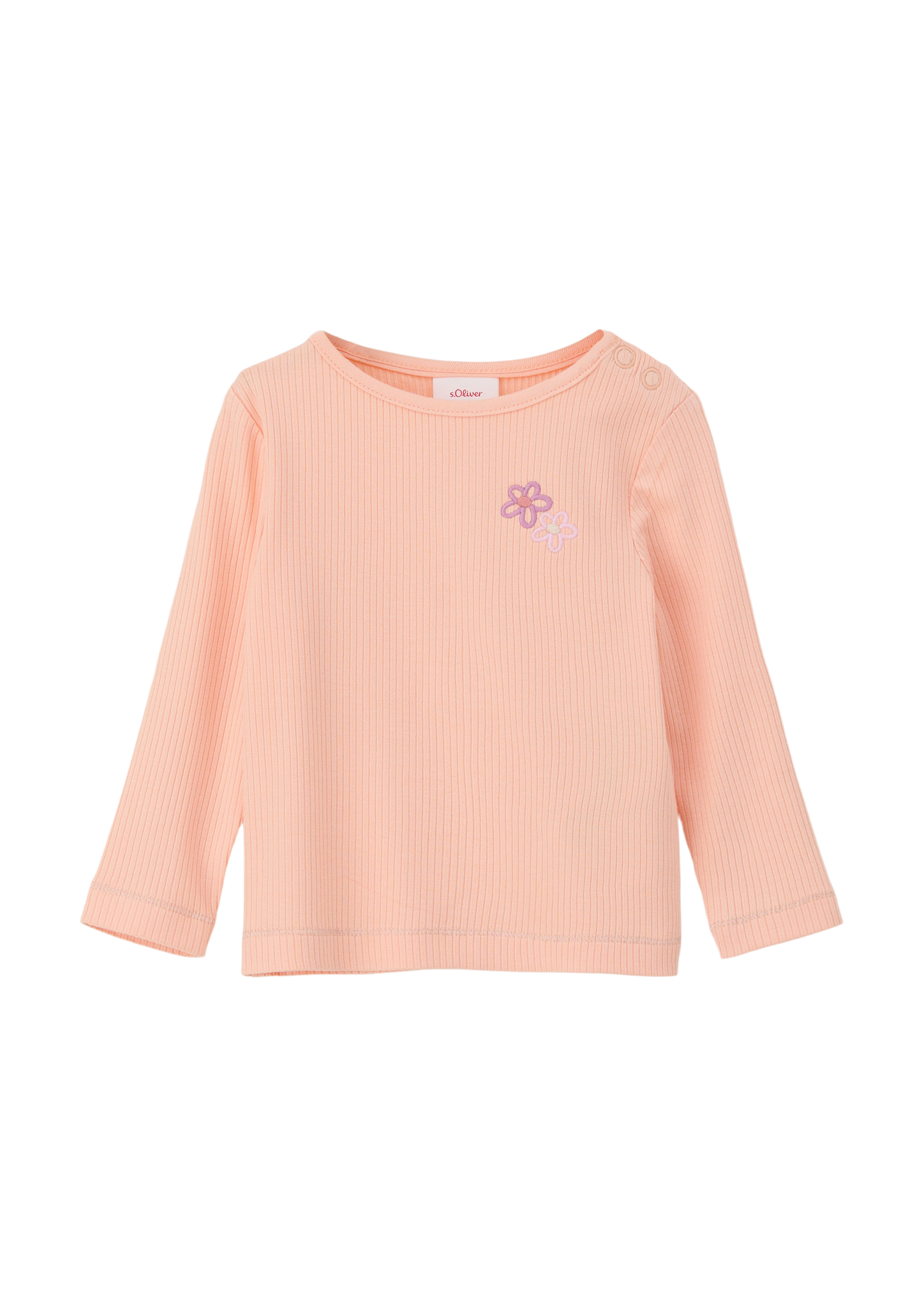 s.Oliver - Geripptes Langarmshirt mit Stickerei, Babys, Orange