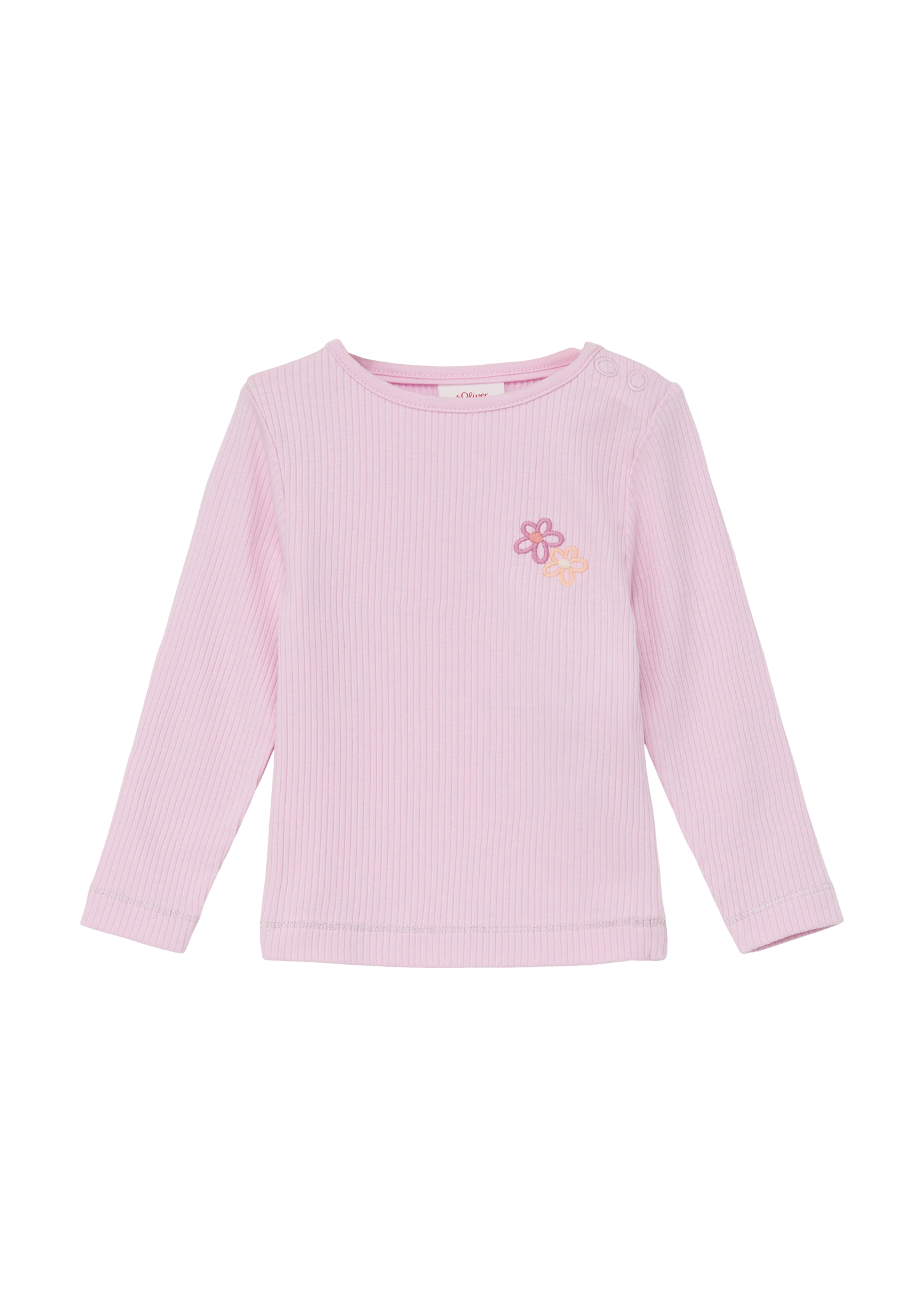 s.Oliver - Geripptes Langarmshirt mit Stickerei, Babys, Rosa