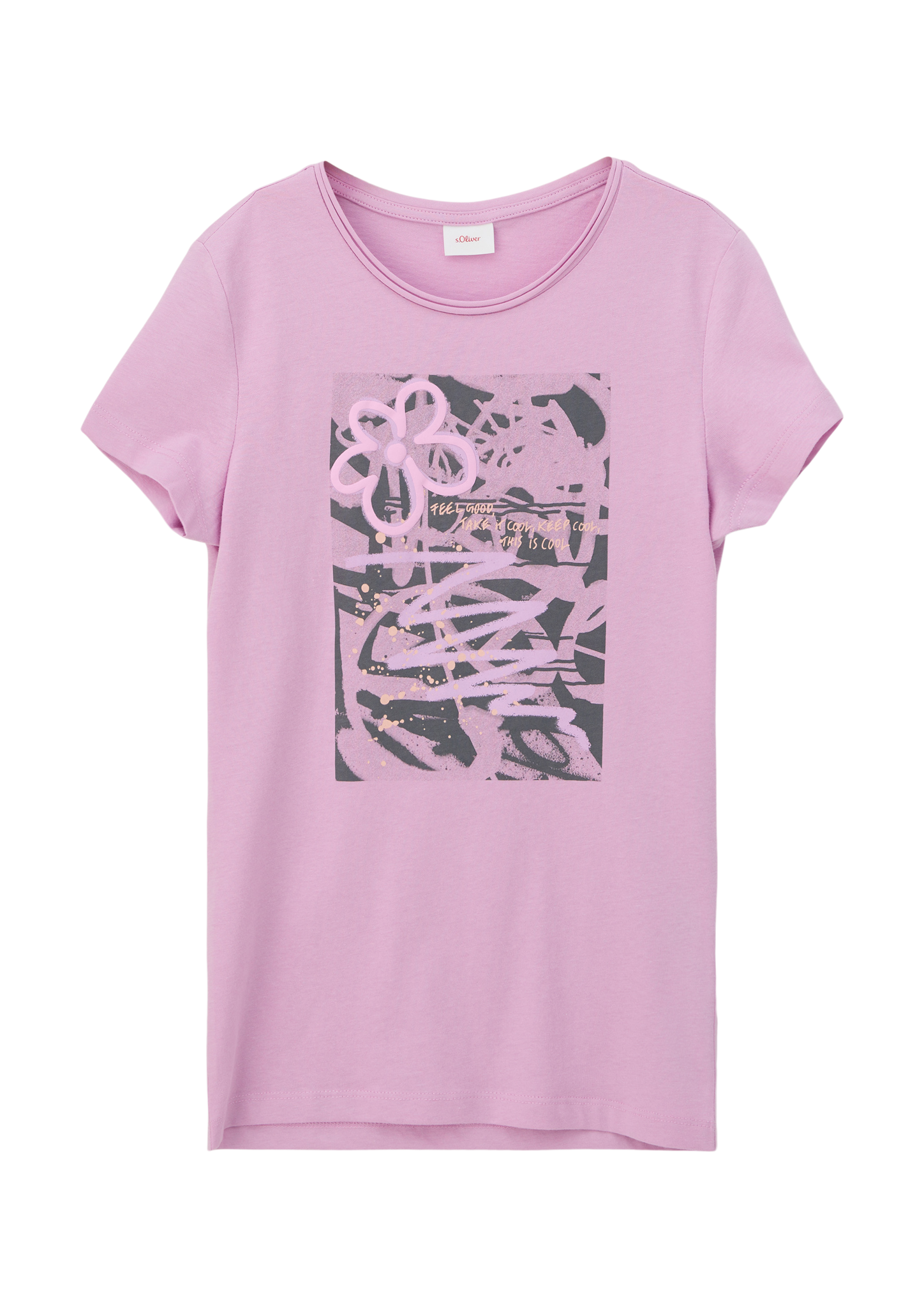 s.Oliver - T-Shirt mit Frontprint, Mädchen, Rosa