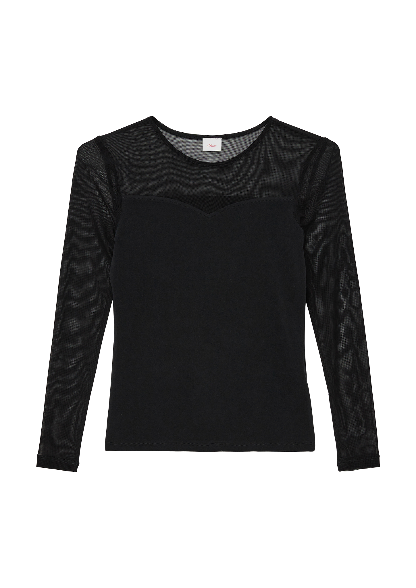 s.Oliver - Top im Slim Fit mit Mesh-Overlay, Mädchen, schwarz