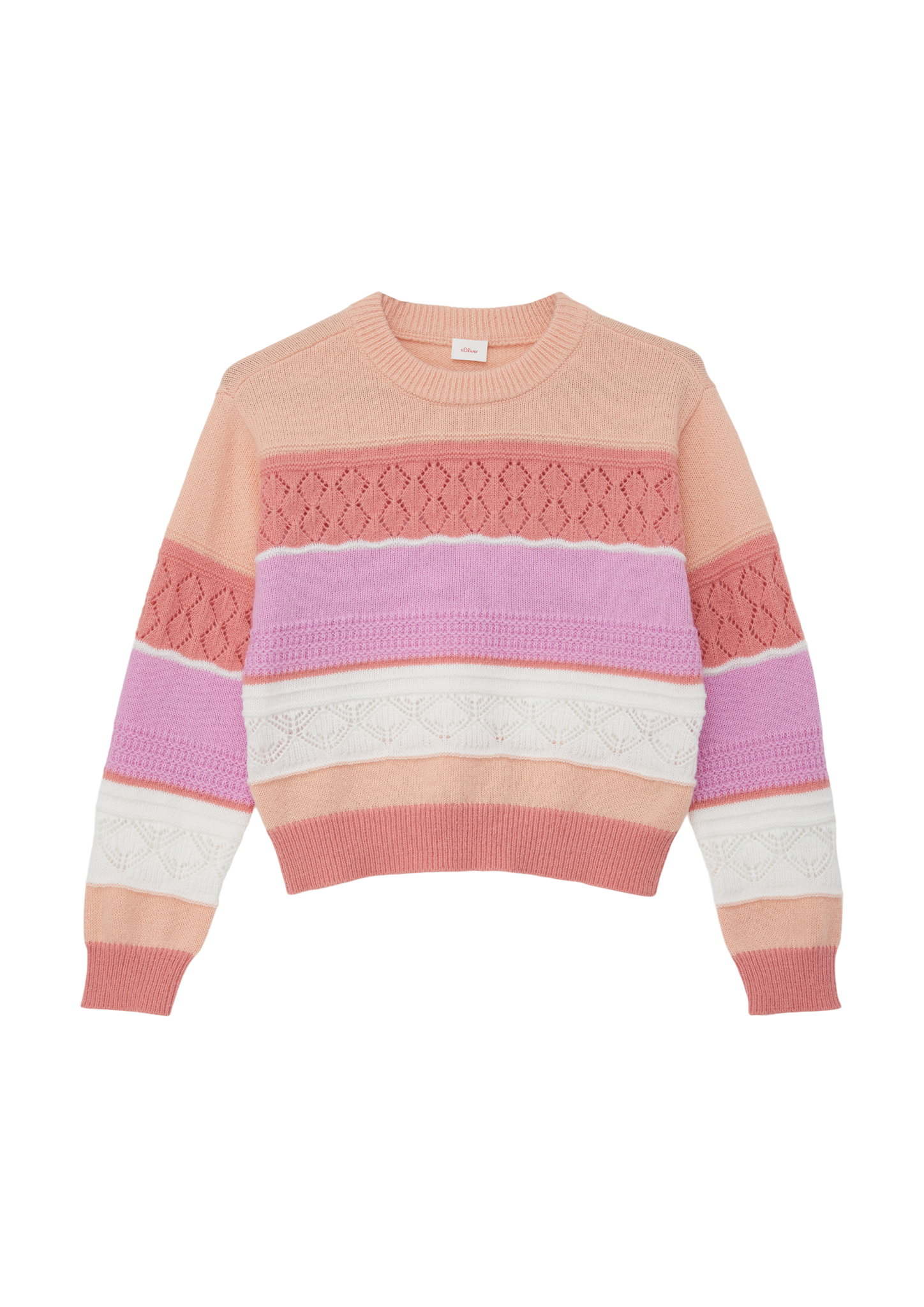 s.Oliver - Strickpullover mit Ajourmuster, Mädchen, Rosa