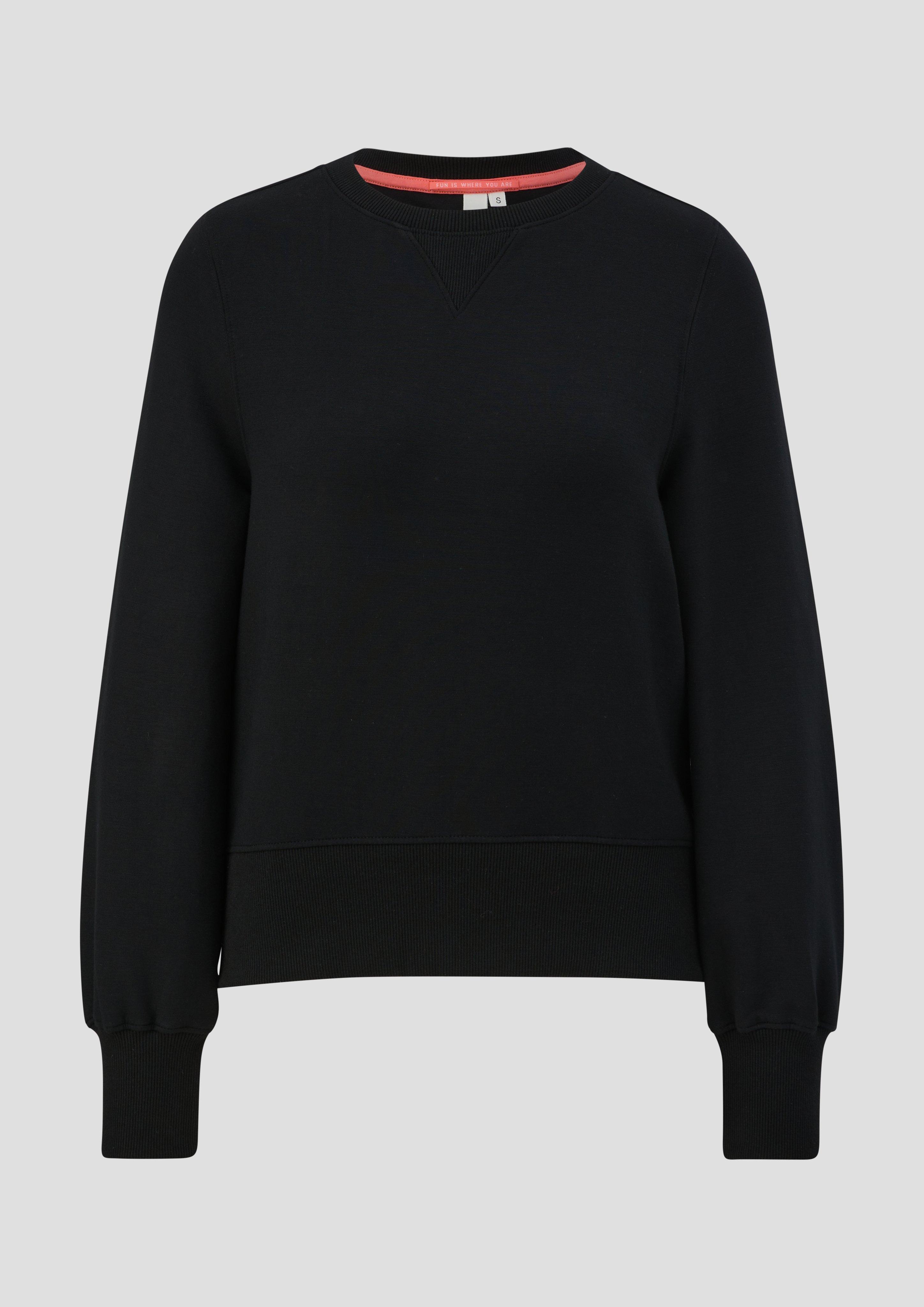 QS - Sweatshirt aus Interlockjersey, Damen, schwarz