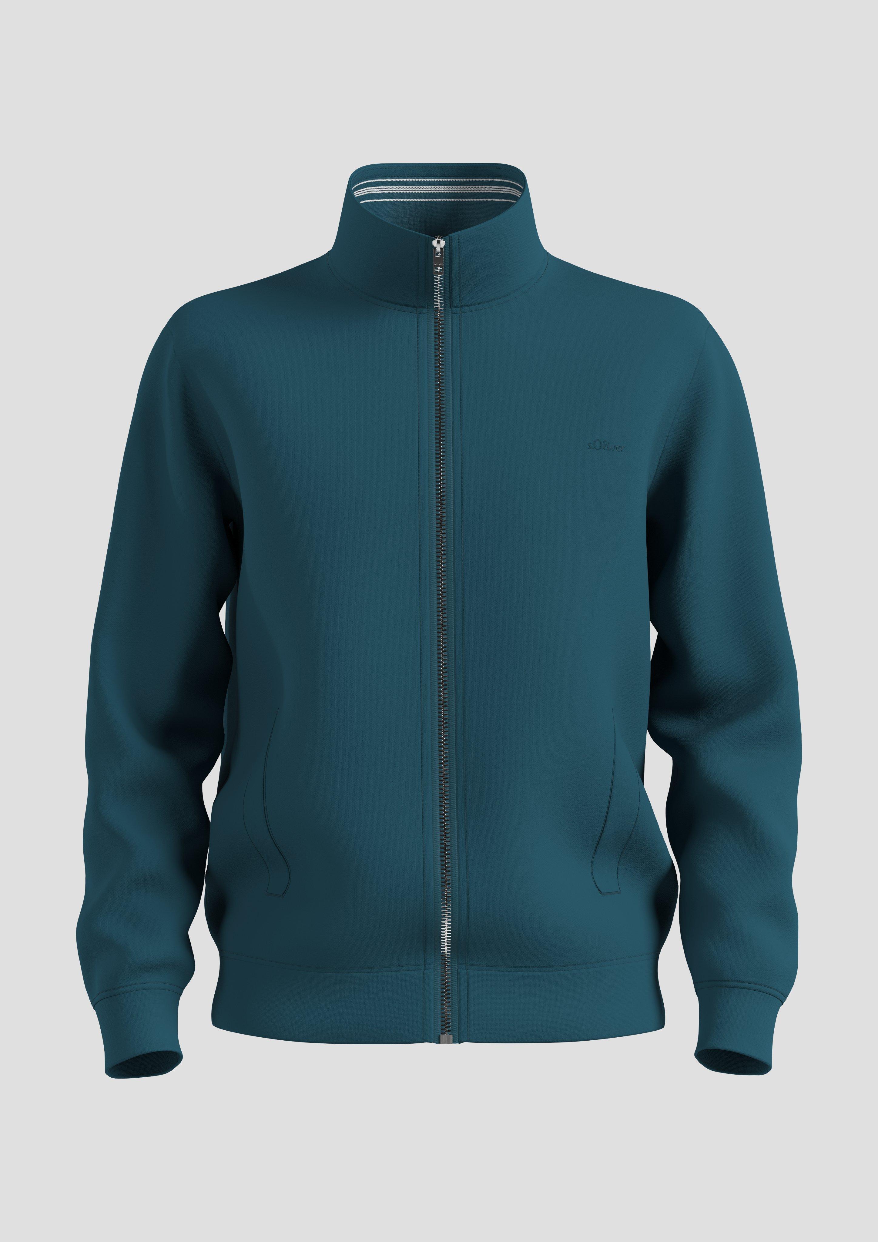 s.Oliver - Sweatshirt-Jacke mit Stehkragen, Herren, Blau