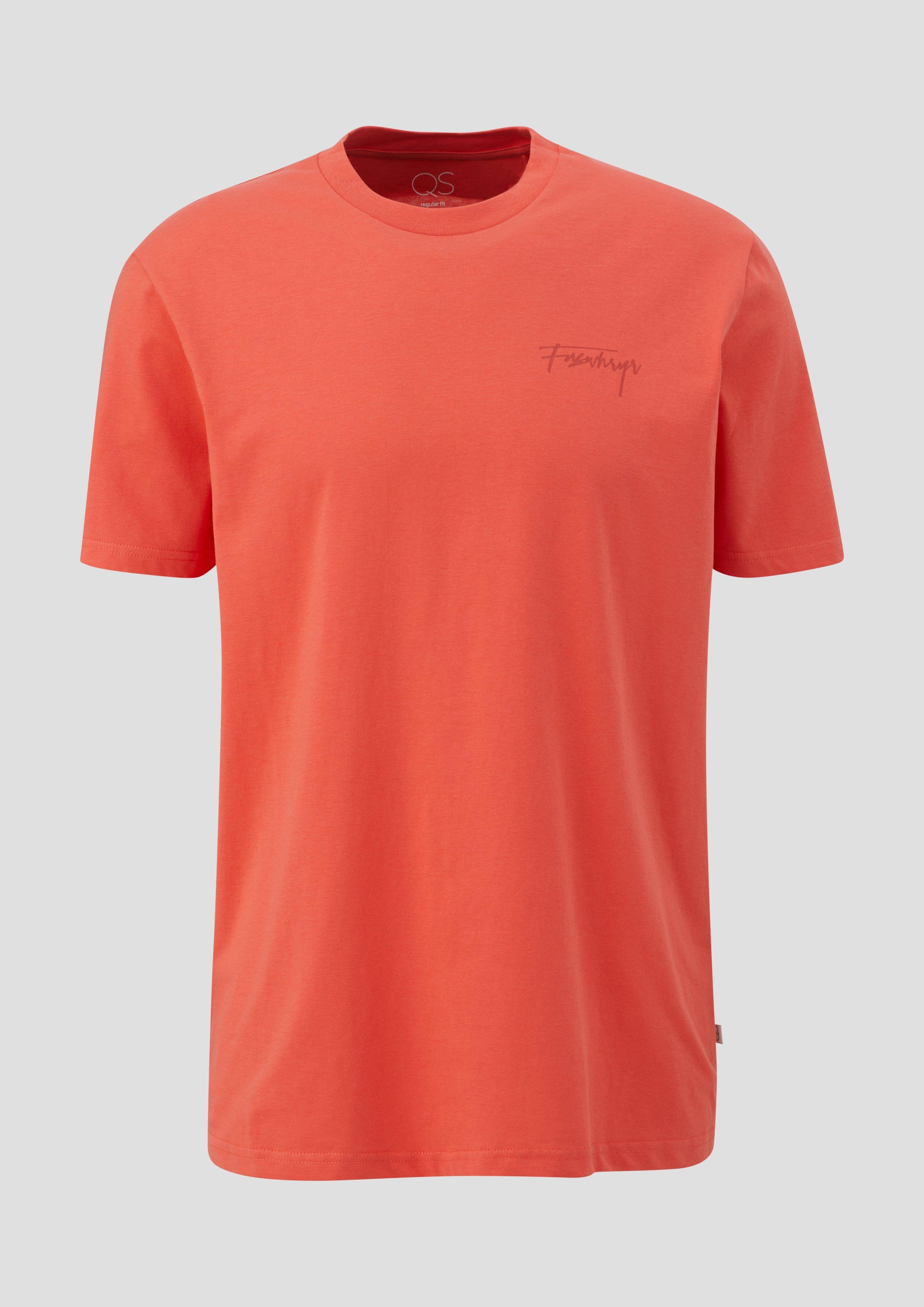 QS - T-Shirt mit Stickdetail, Herren, Orange