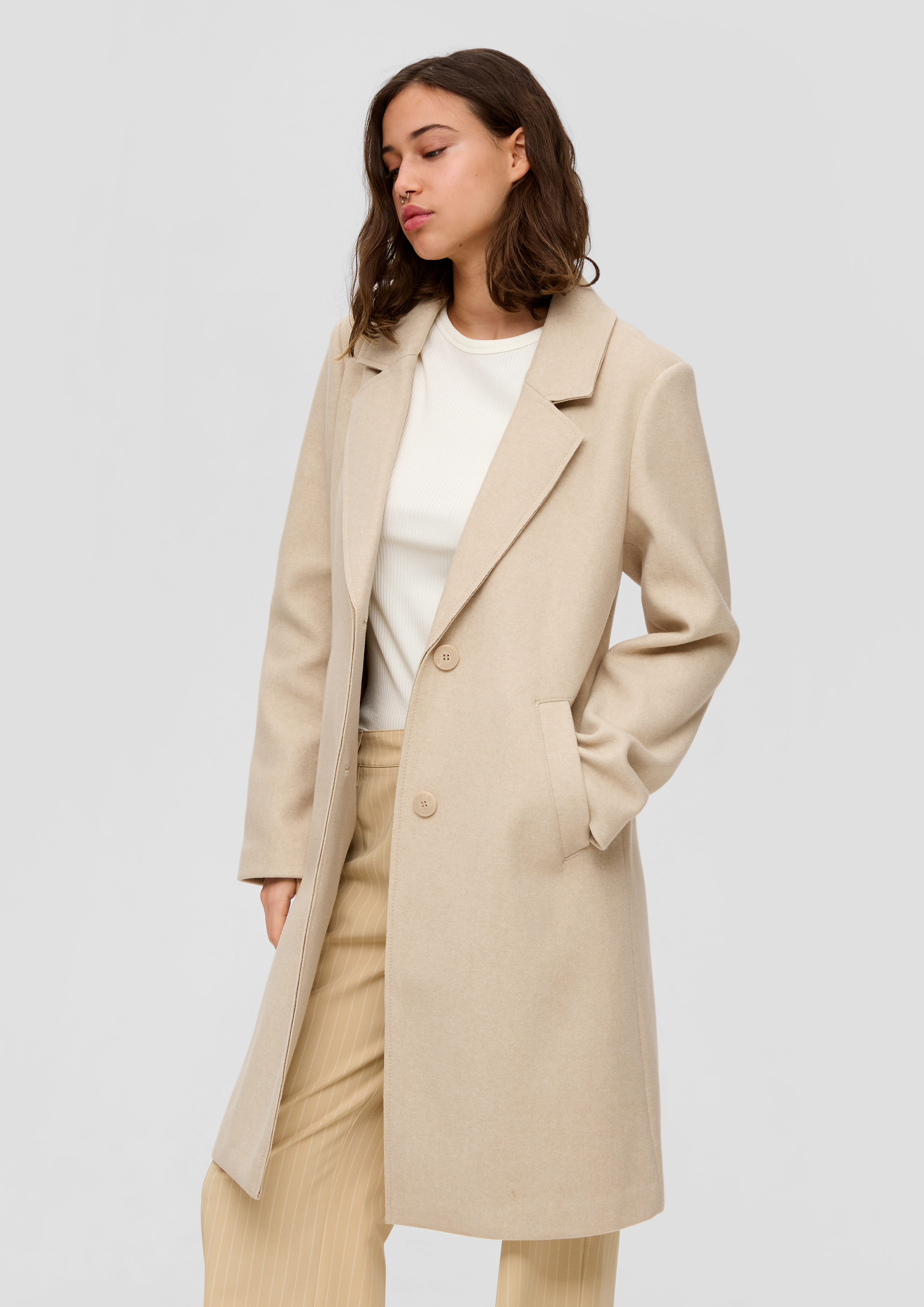 Beige wool coat on sale women