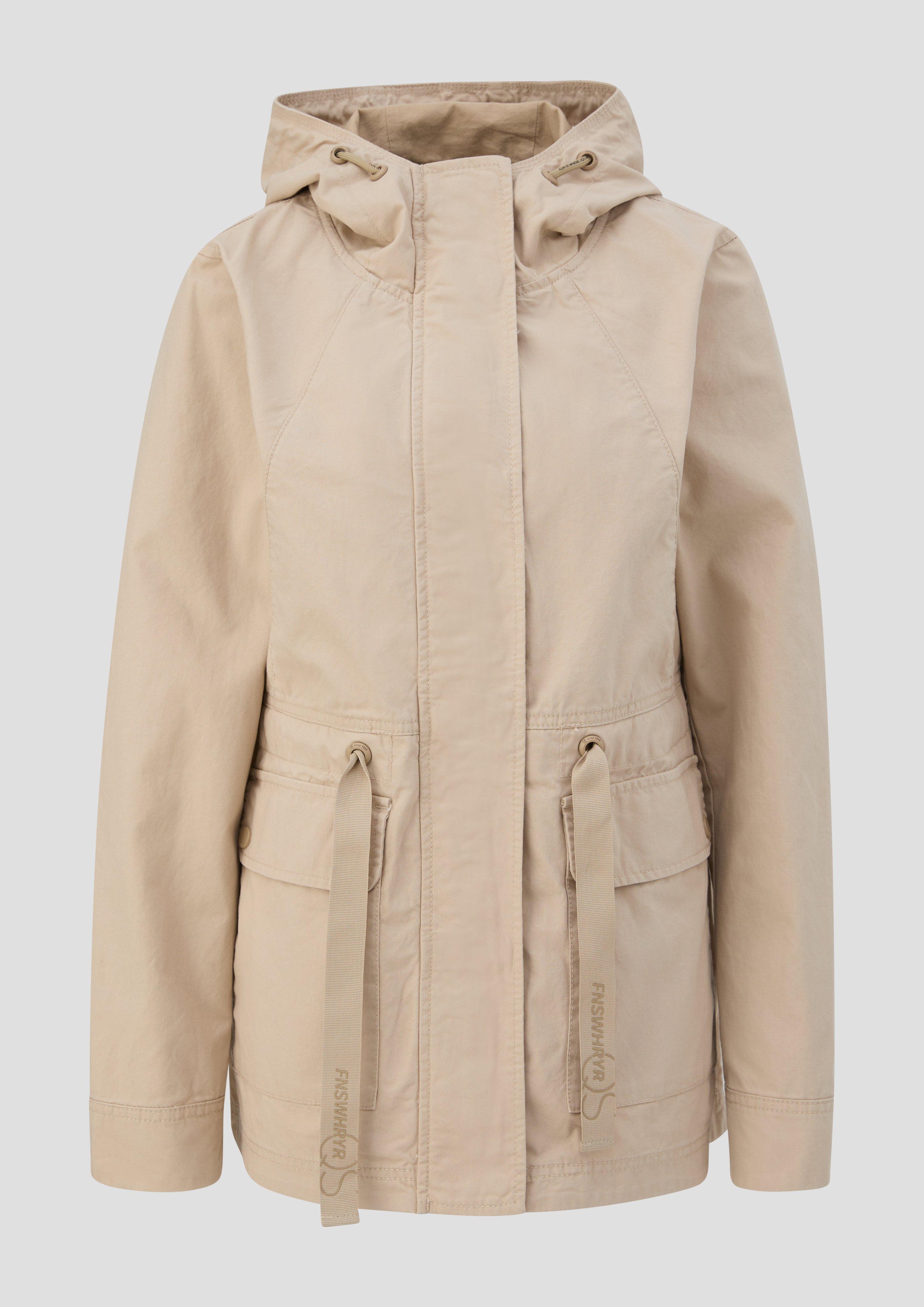 QS - Kapuzenjacke mit Durchzugskordel, Damen, Beige