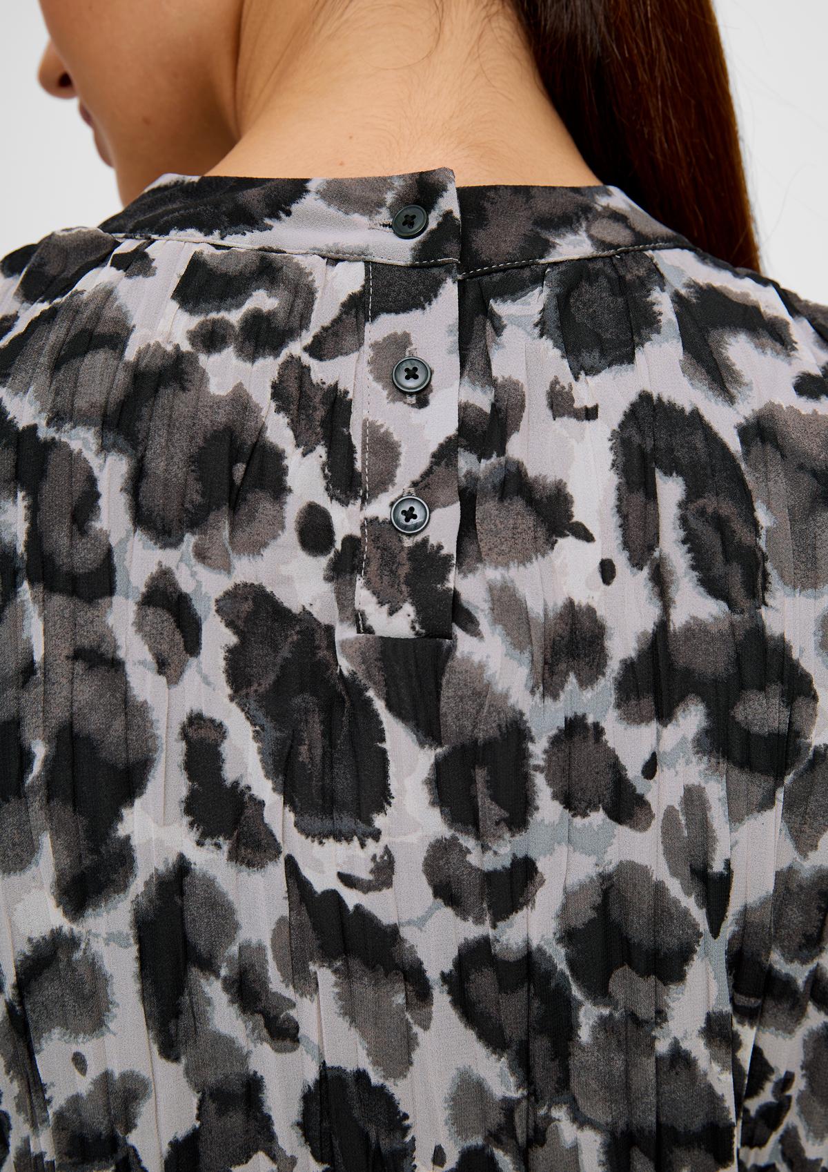 s.Oliver Patterned chiffon blouse with a band collar