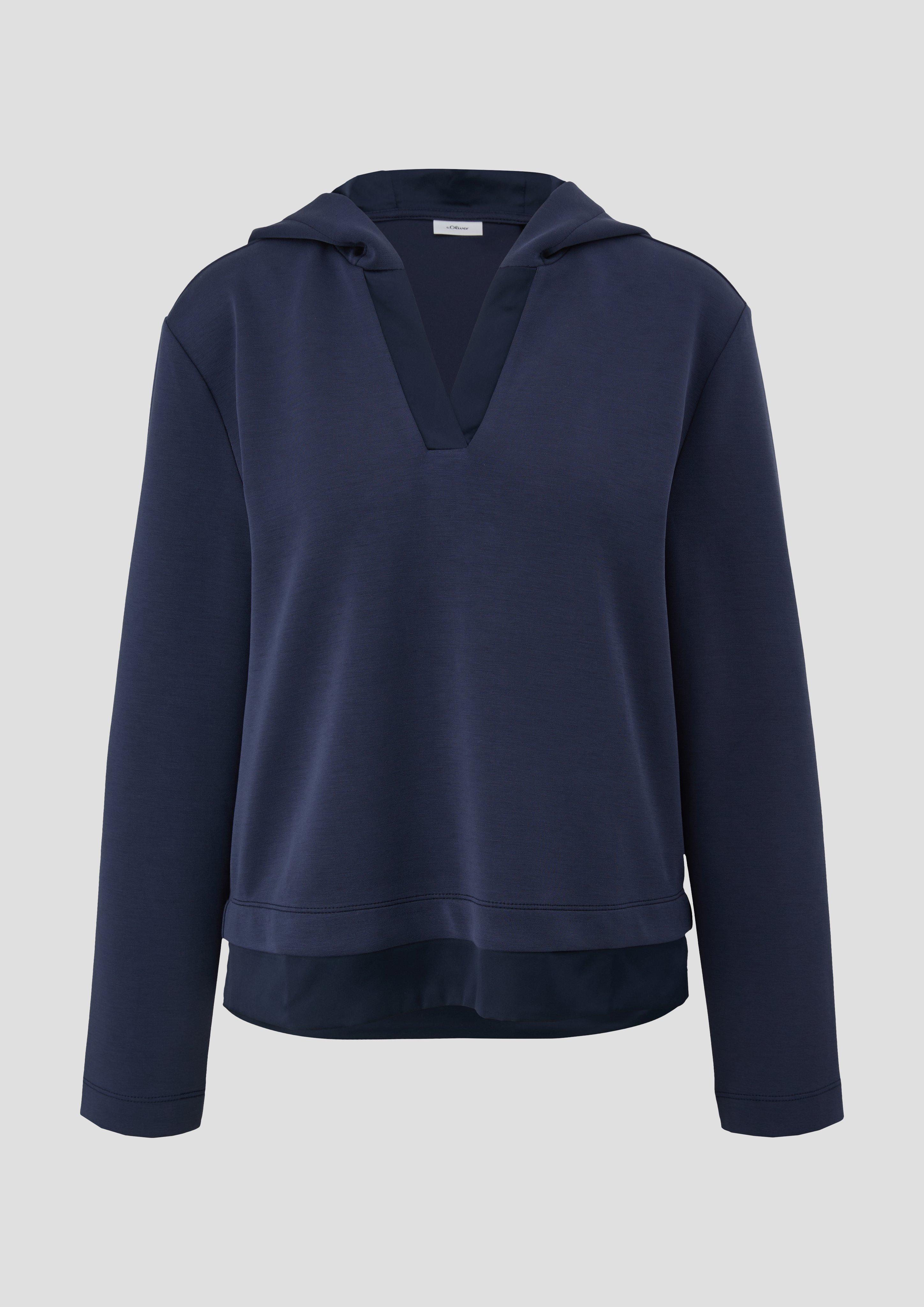 s.Oliver - Scuba-Sweatshirt mit Kapuze, Damen, blau