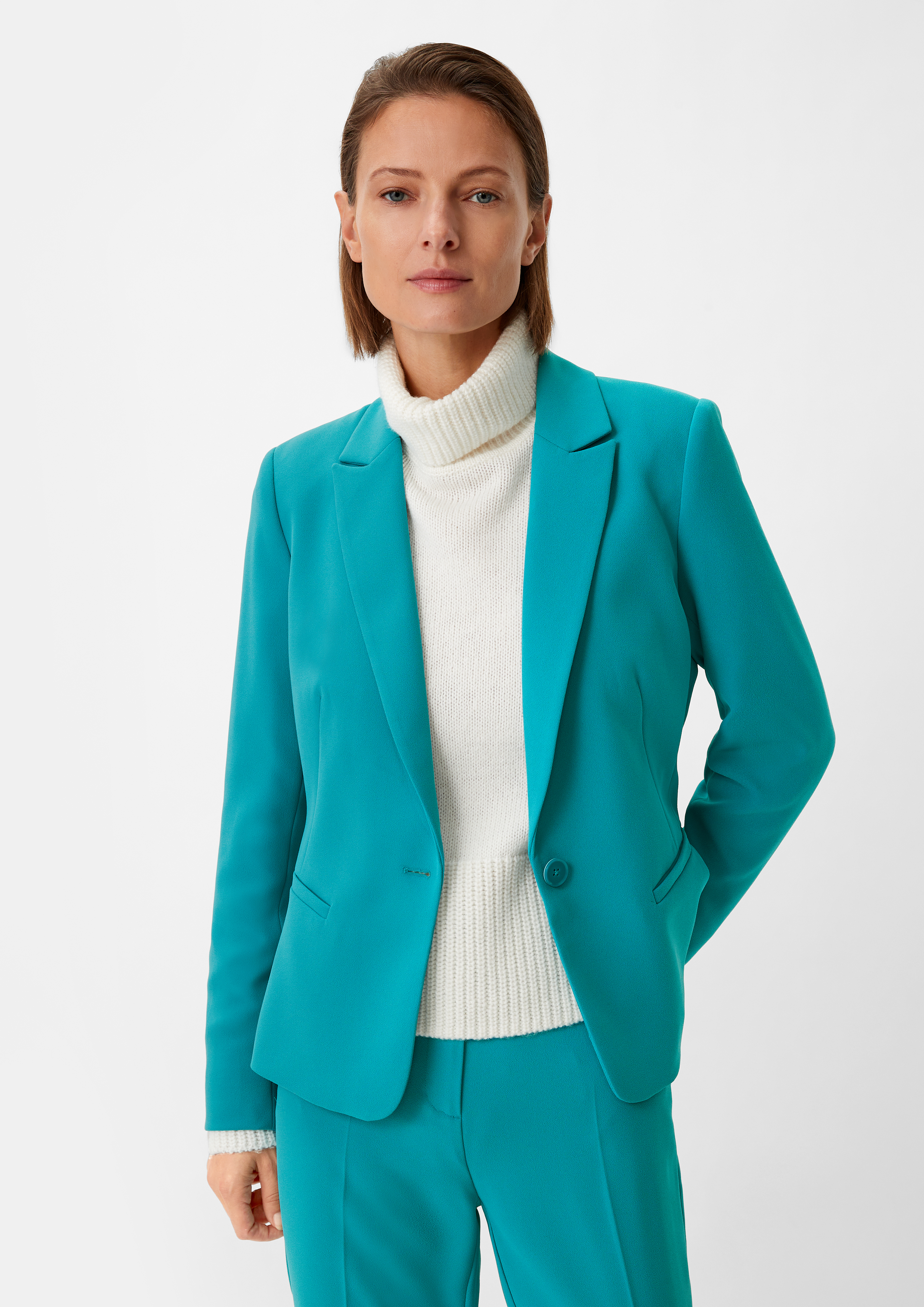 Blazer with a crêpe texture - Petrol | SCAYLE