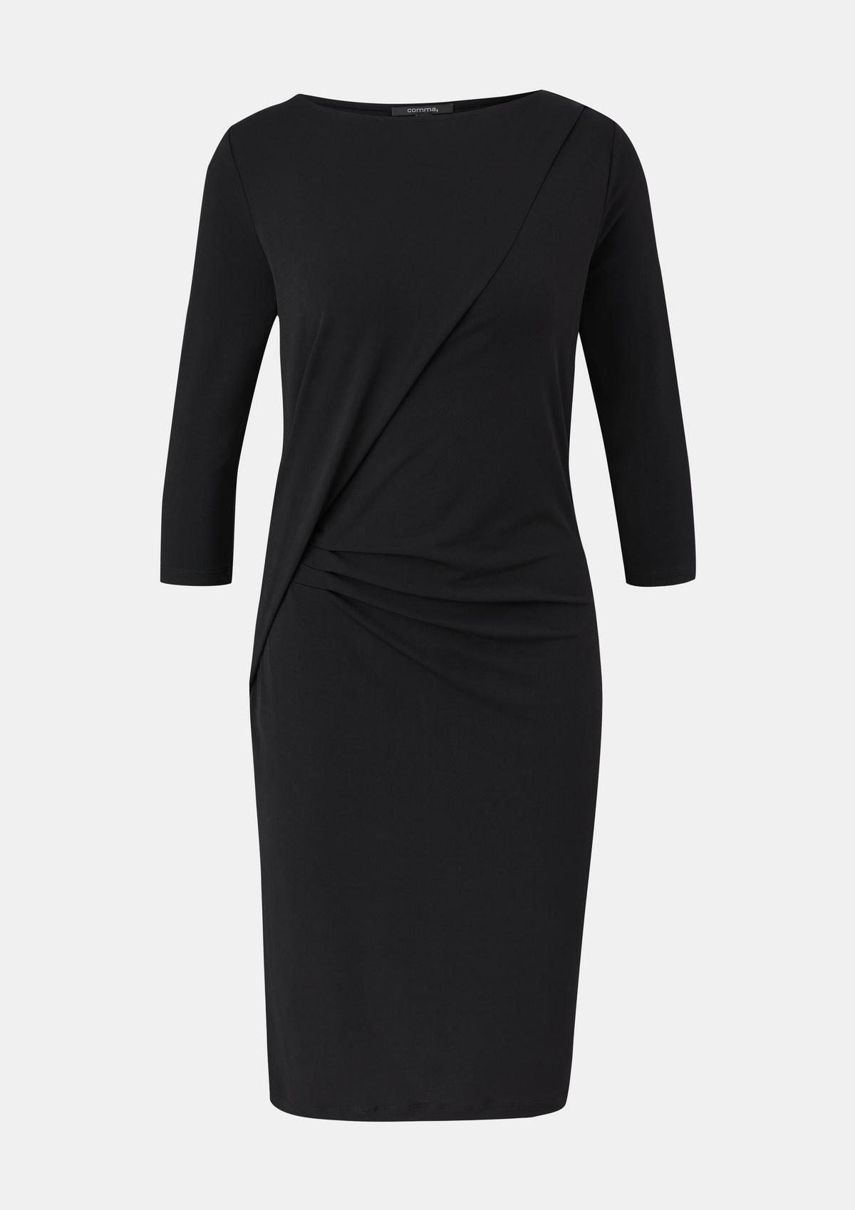 Jersey dress with gathering - black | Comma
