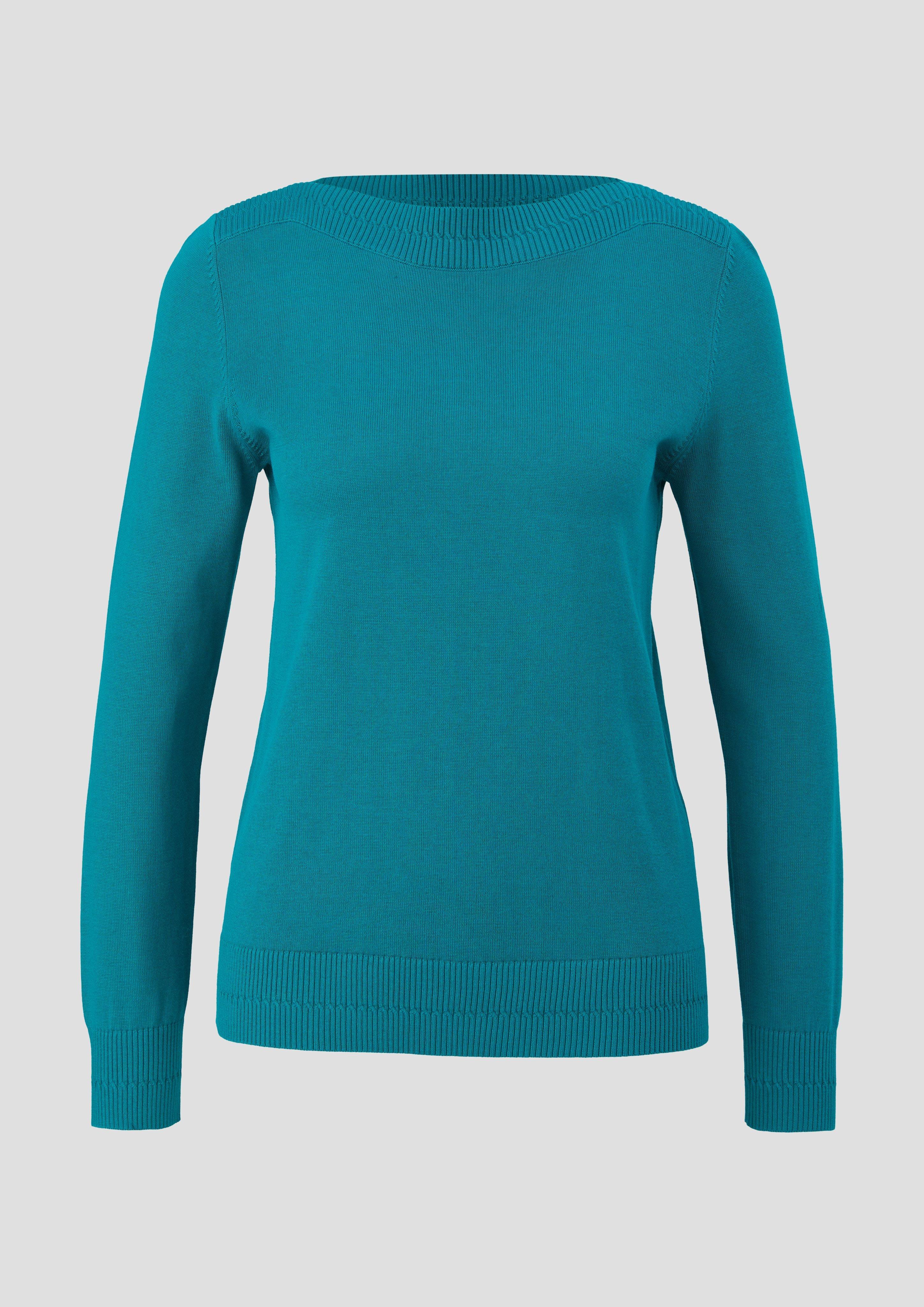 s.Oliver - Strickpullover mit U-Boot-Ausschnitt, Damen, türkis