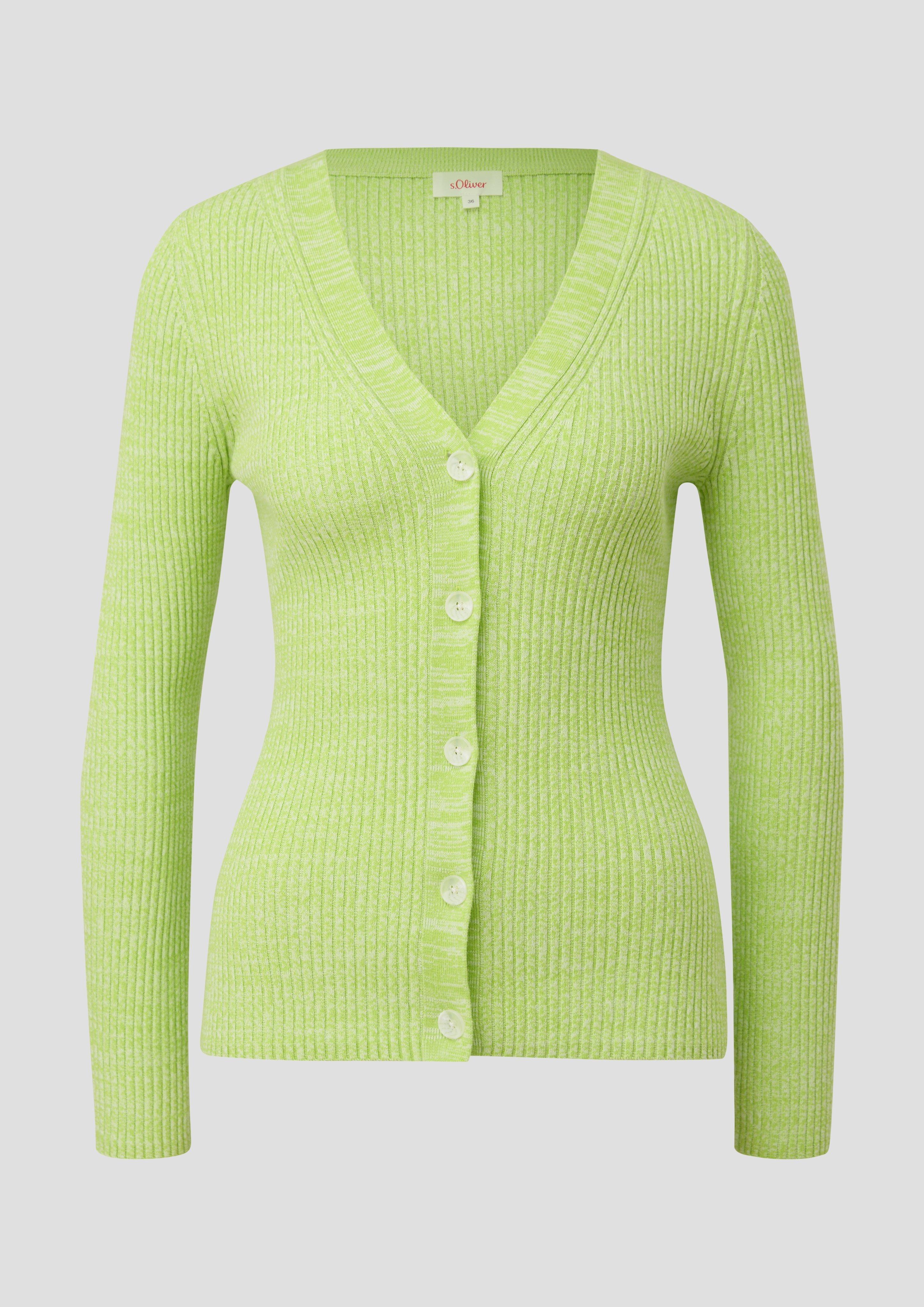s.Oliver - Feine Strickjacke aus Viskosemix, Damen, grün