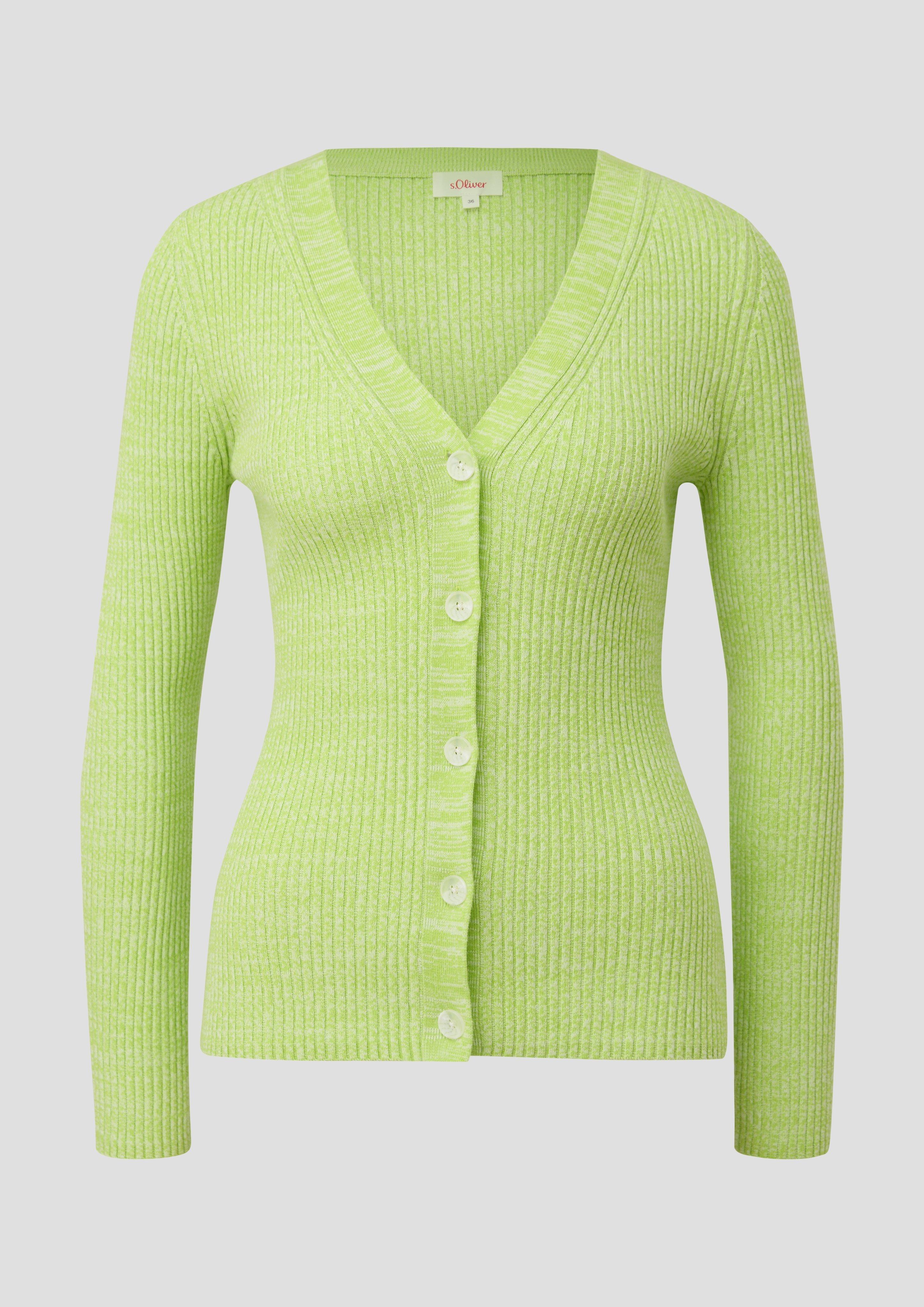 s.Oliver - Feine Strickjacke aus Viskosemix, Damen, grün