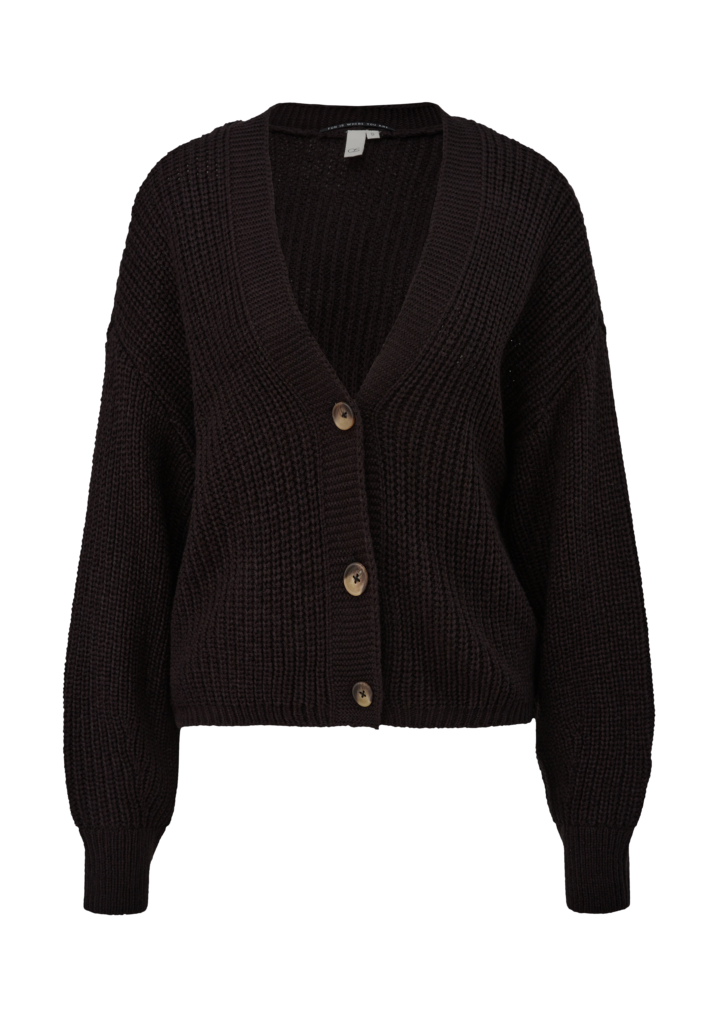 QS - Strickjacke mit V-Ausschnitt, Damen, schwarz