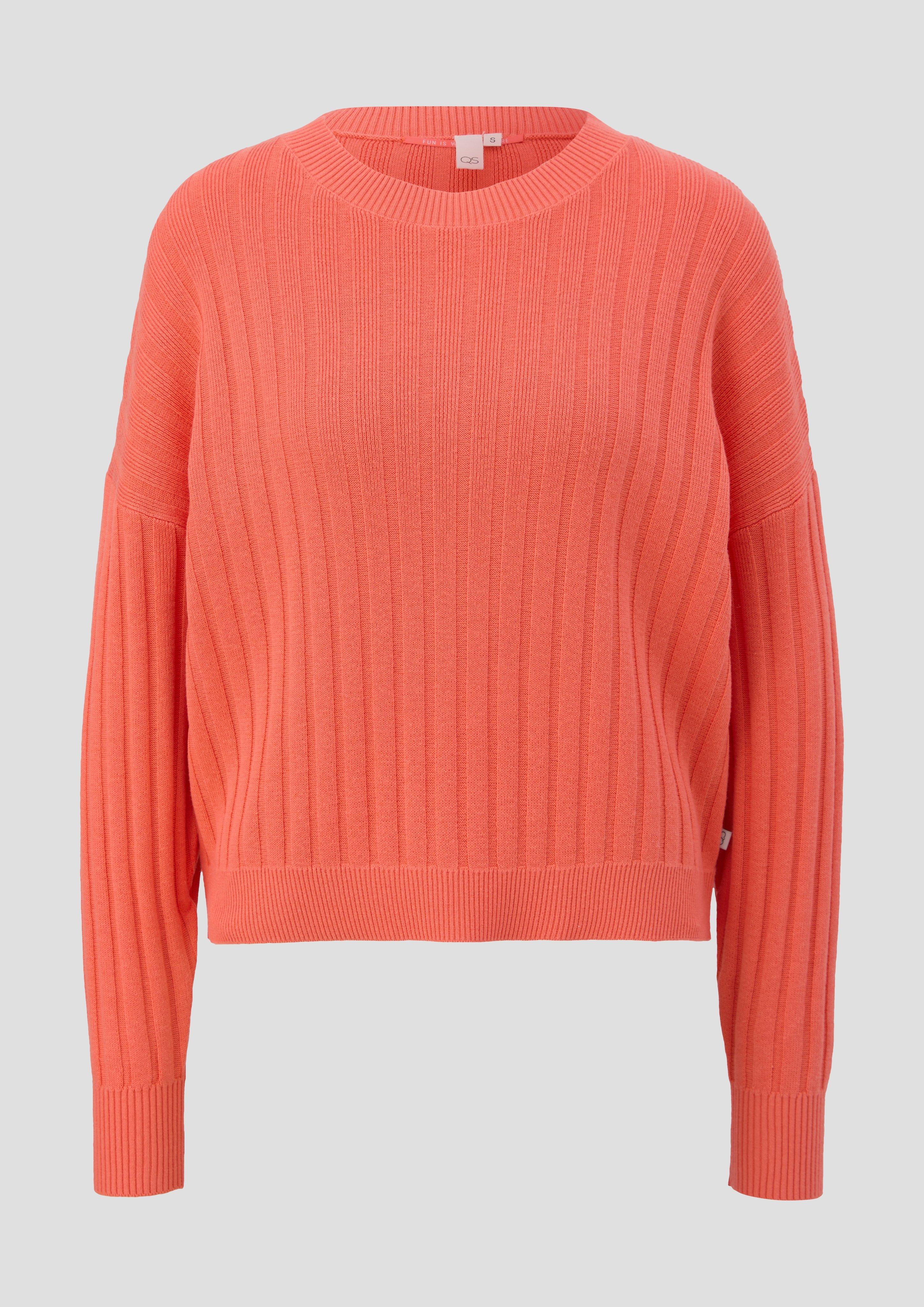 QS - Weicher Strickpullover aus Baumwollmix, Damen, Orange