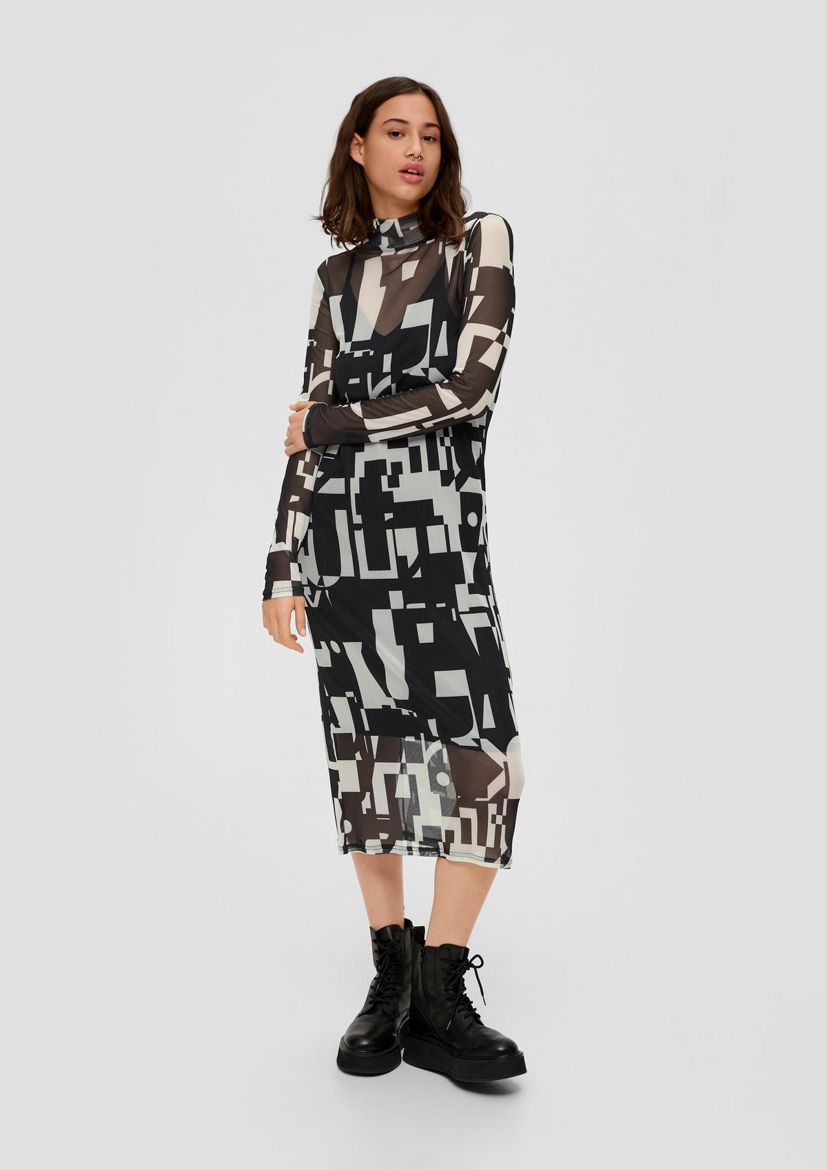 s.Oliver Mesh midi dress with an all-over print