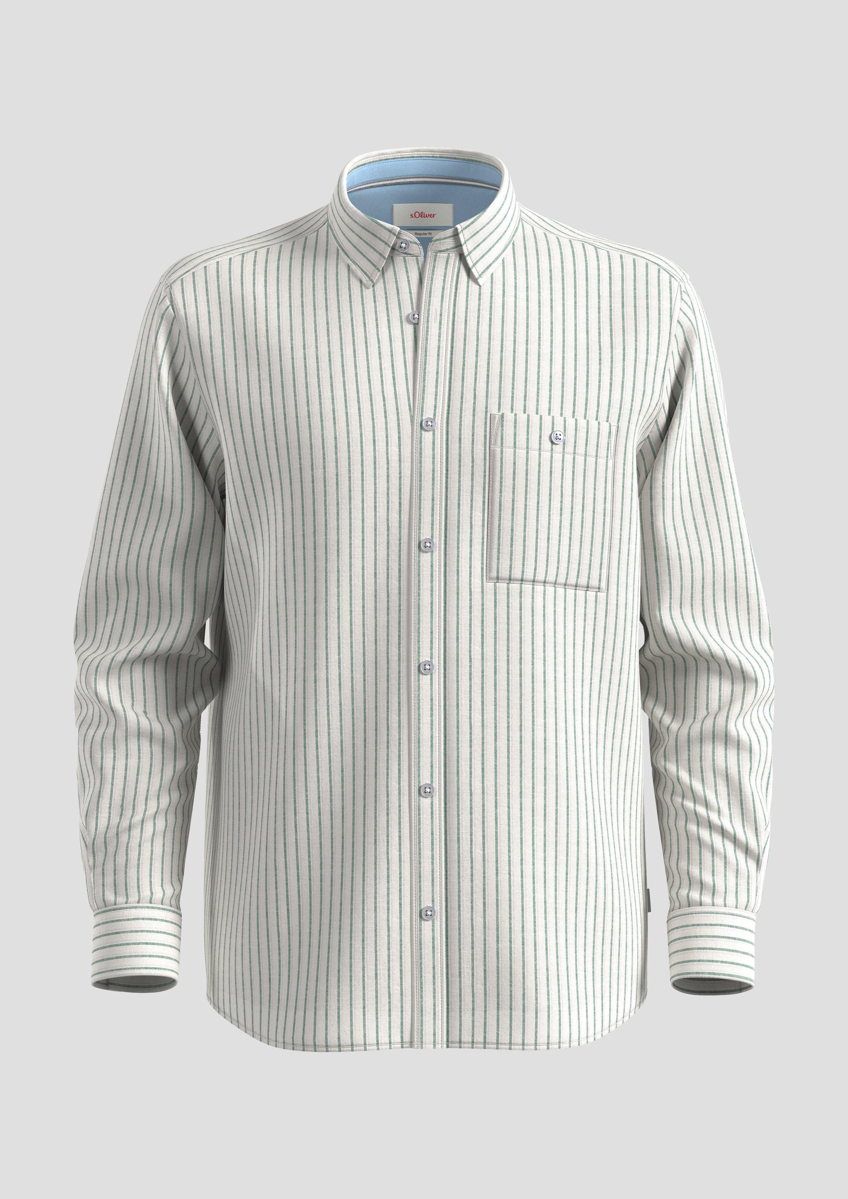 s.Oliver - Langarmhemd mit Under-Button-down-Kragen, Herren, weiß