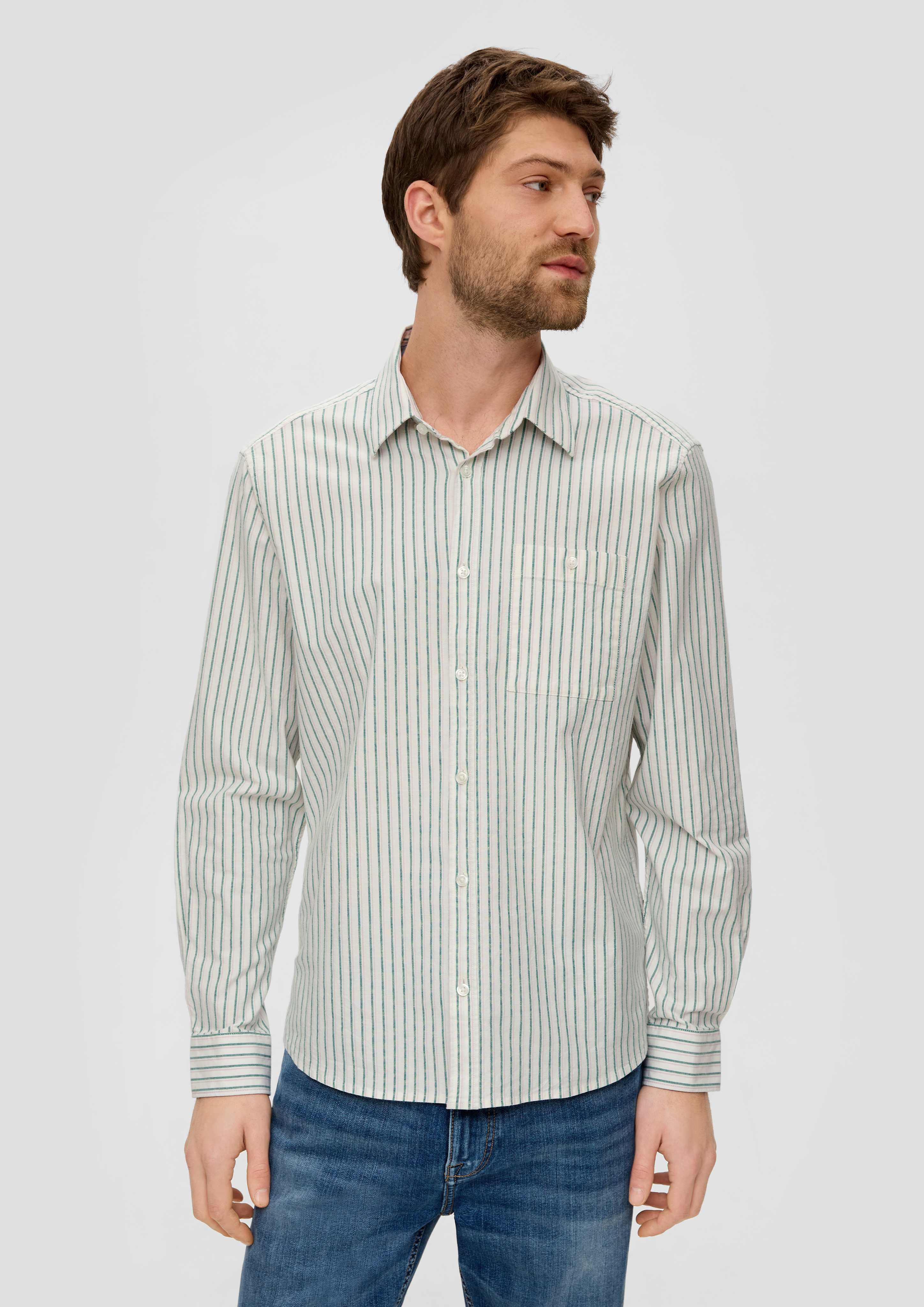 S.Oliver Langarmhemd mit Under-Button-down-Kragen