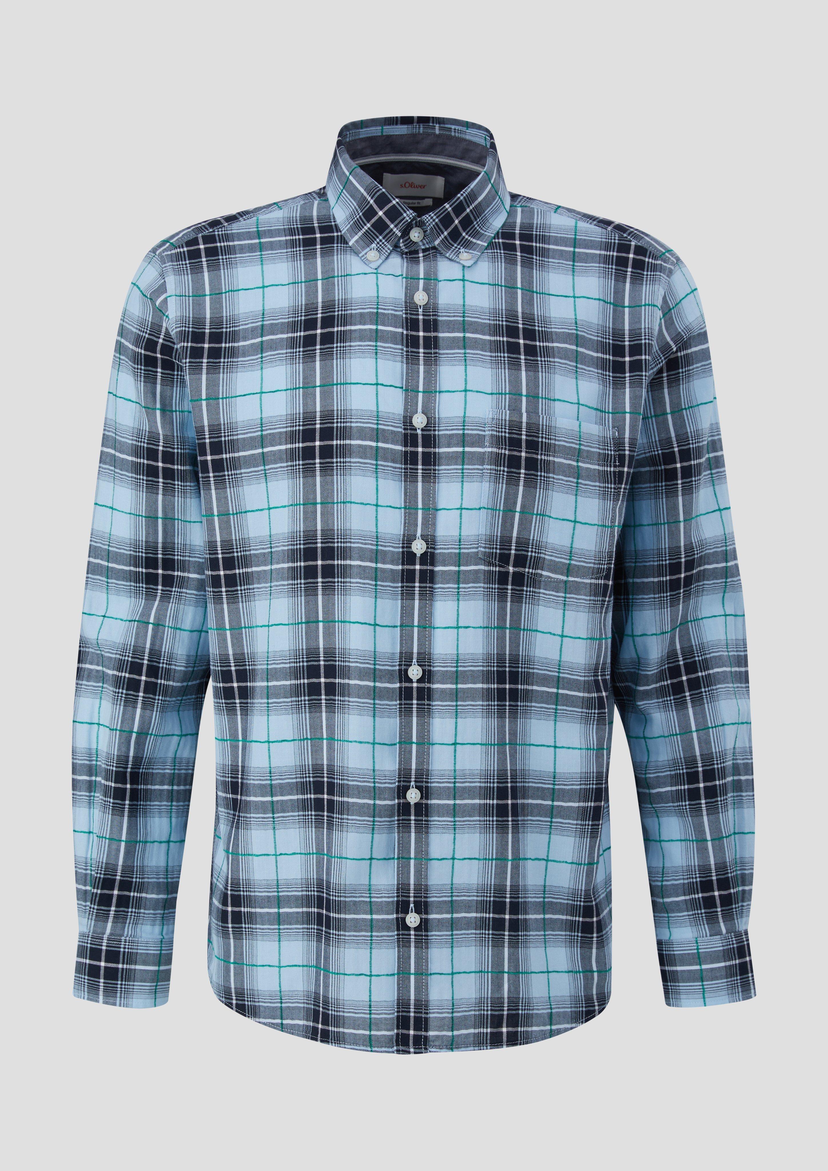 s.Oliver - Regular: Langarmhemd mit Button-down-Kragen, Herren, blau