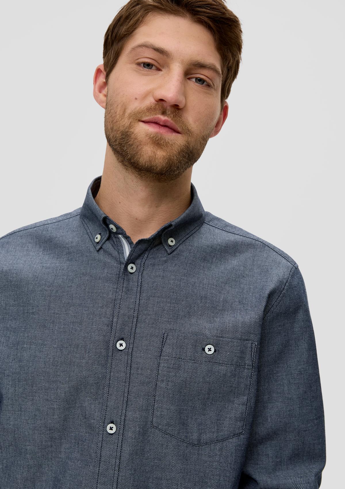 s.Oliver Slim: Langarmhemd mit aufgesetzter Brusttasche