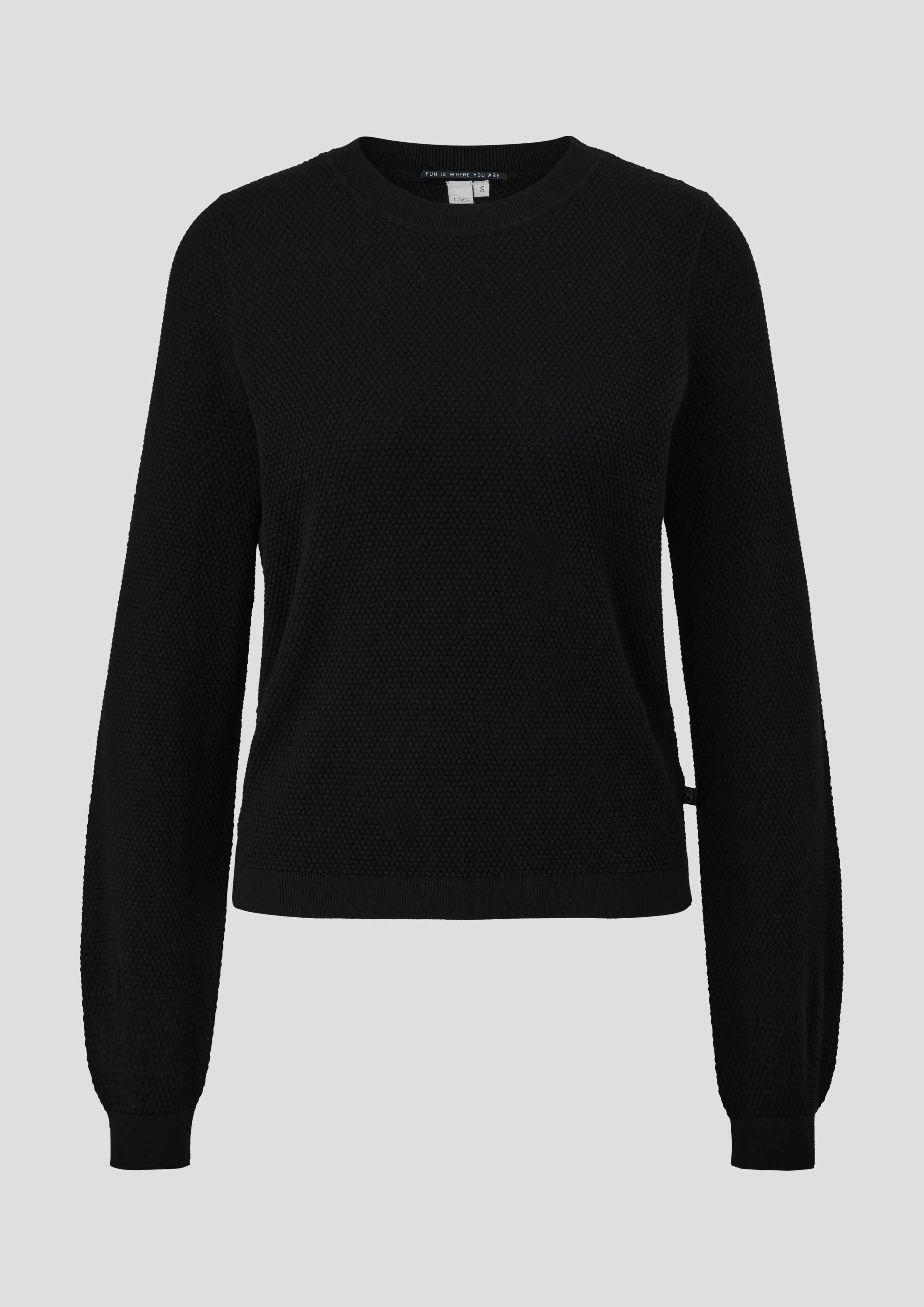 QS - Strickpullover mit Dobby-Struktur, Damen, schwarz