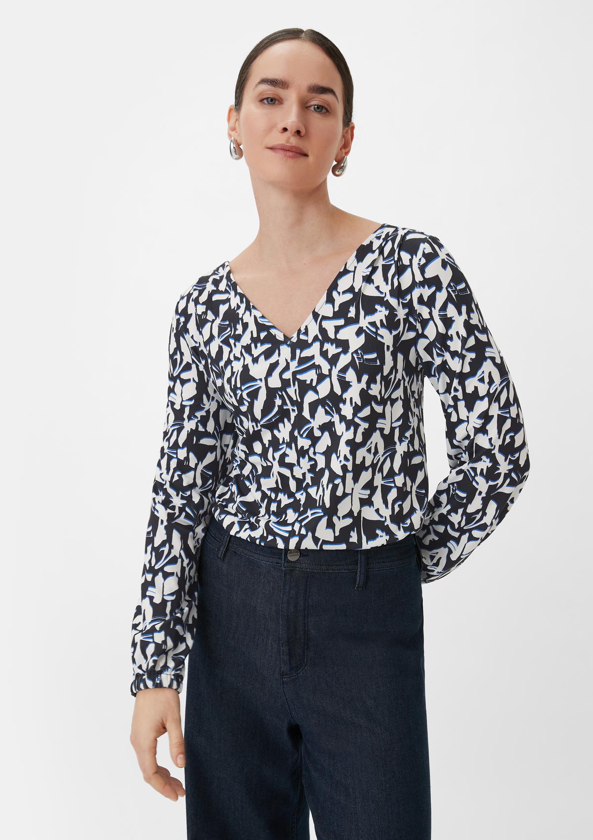 comma Patterned long sleeve top with gathers