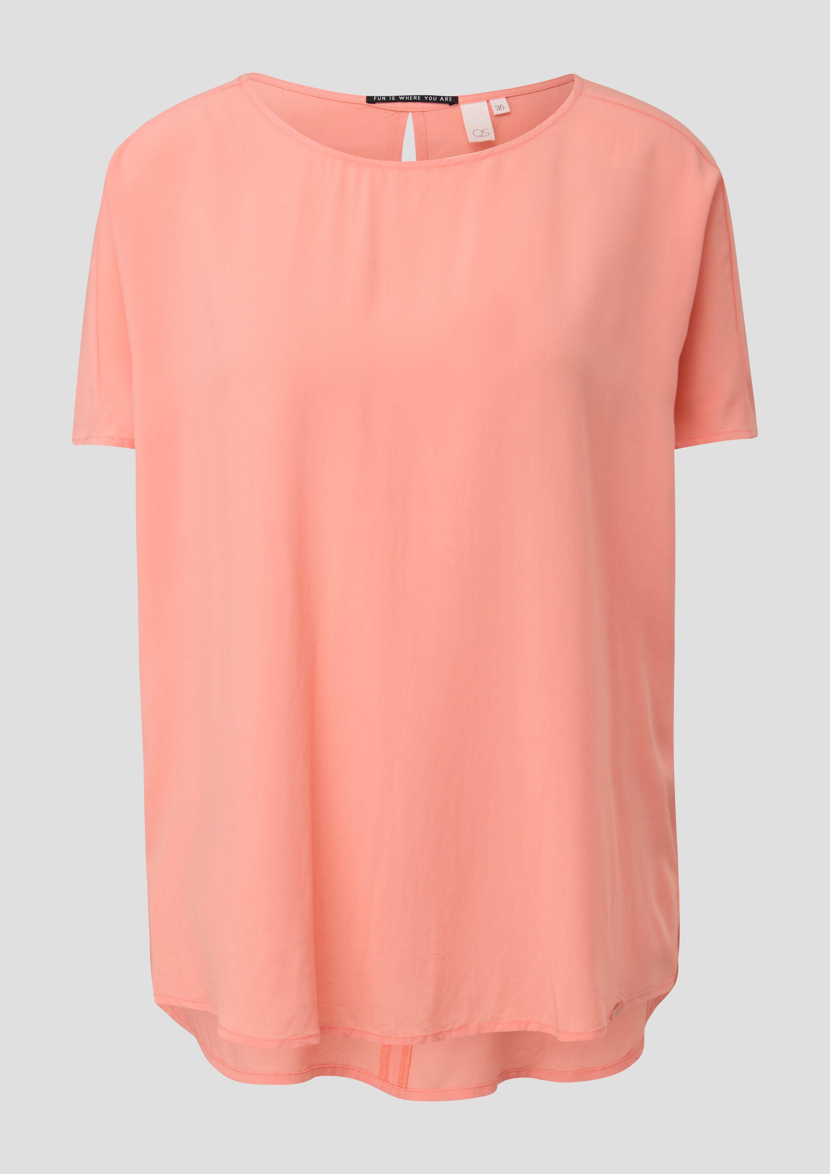 QS - Oversized Viskose-Bluse mit verlängertem Rückenteil, Damen, Orange