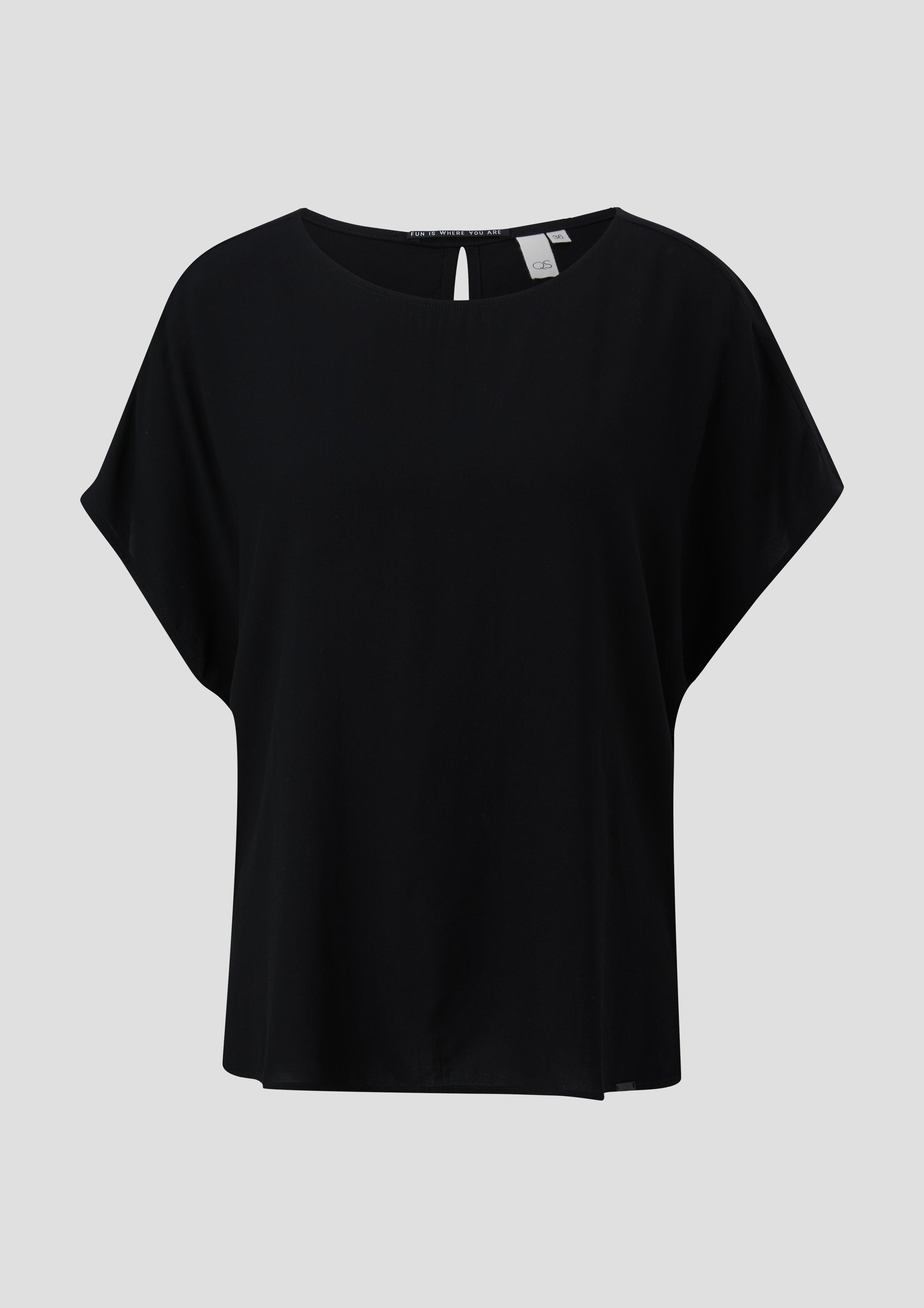 QS - Oversized Viskose-Bluse mit verlängertem Rückenteil, Damen, schwarz