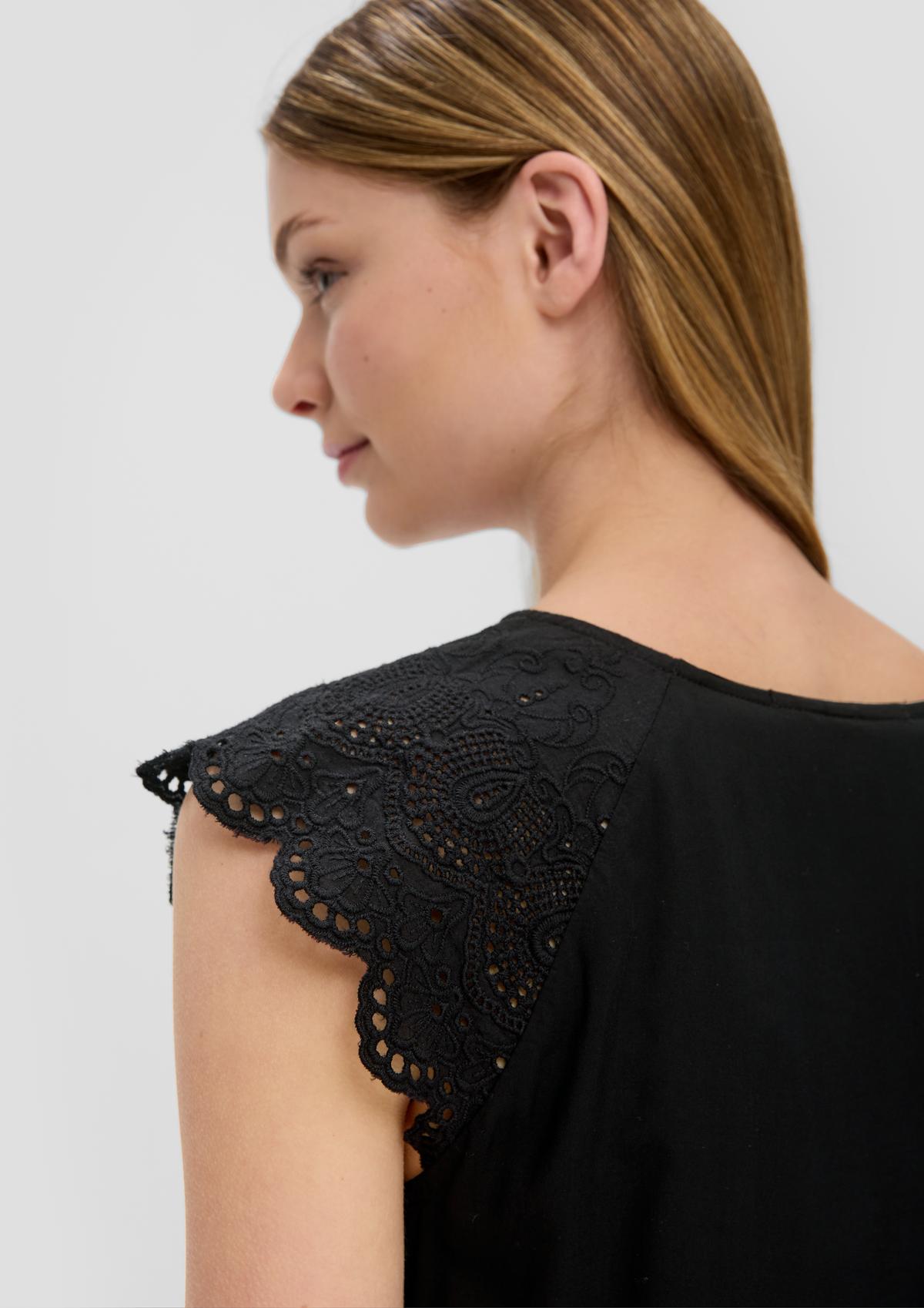 s.Oliver Blouse top with broderie anglaise