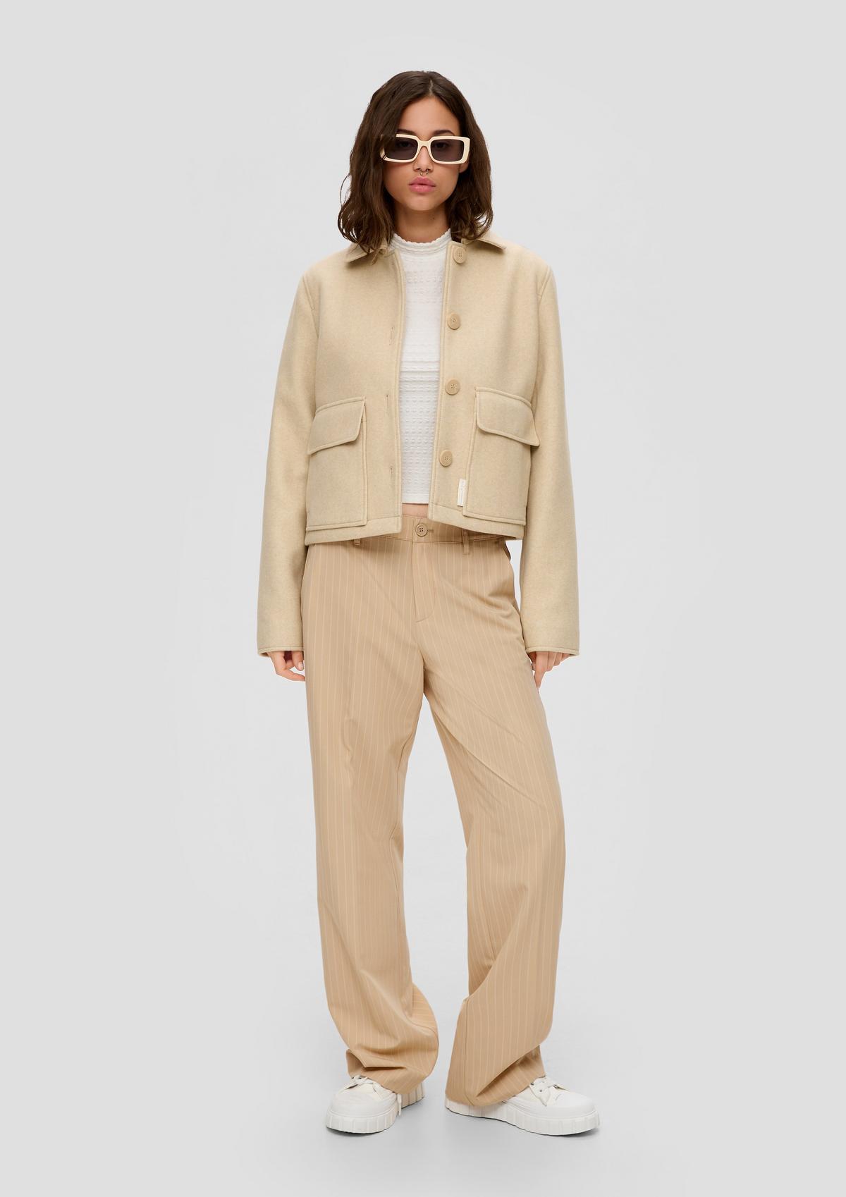Regular fit: wide-leg trousers with pinstripes
