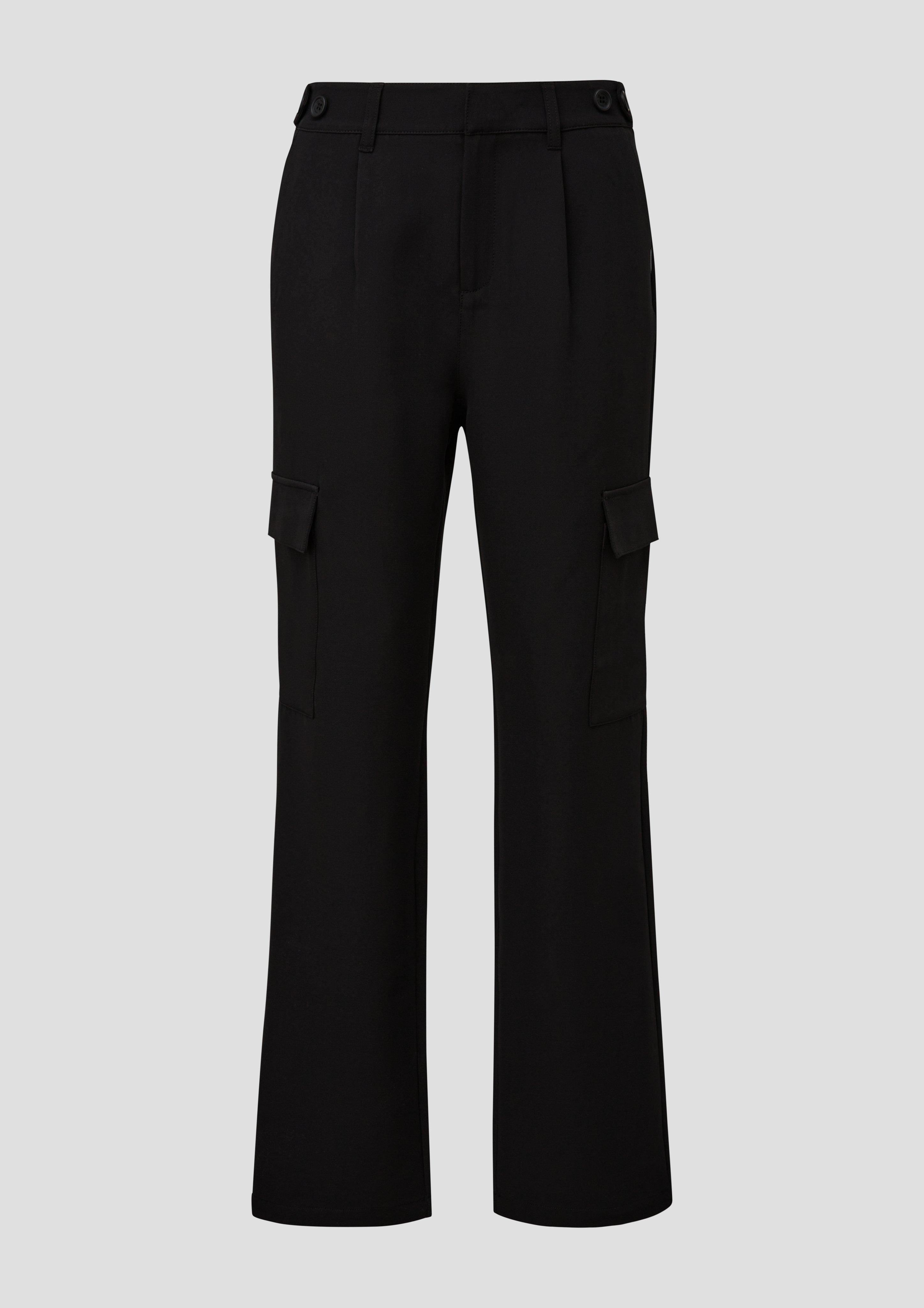 QS - Regular: Cargopants mit Straight Leg, Damen, schwarz