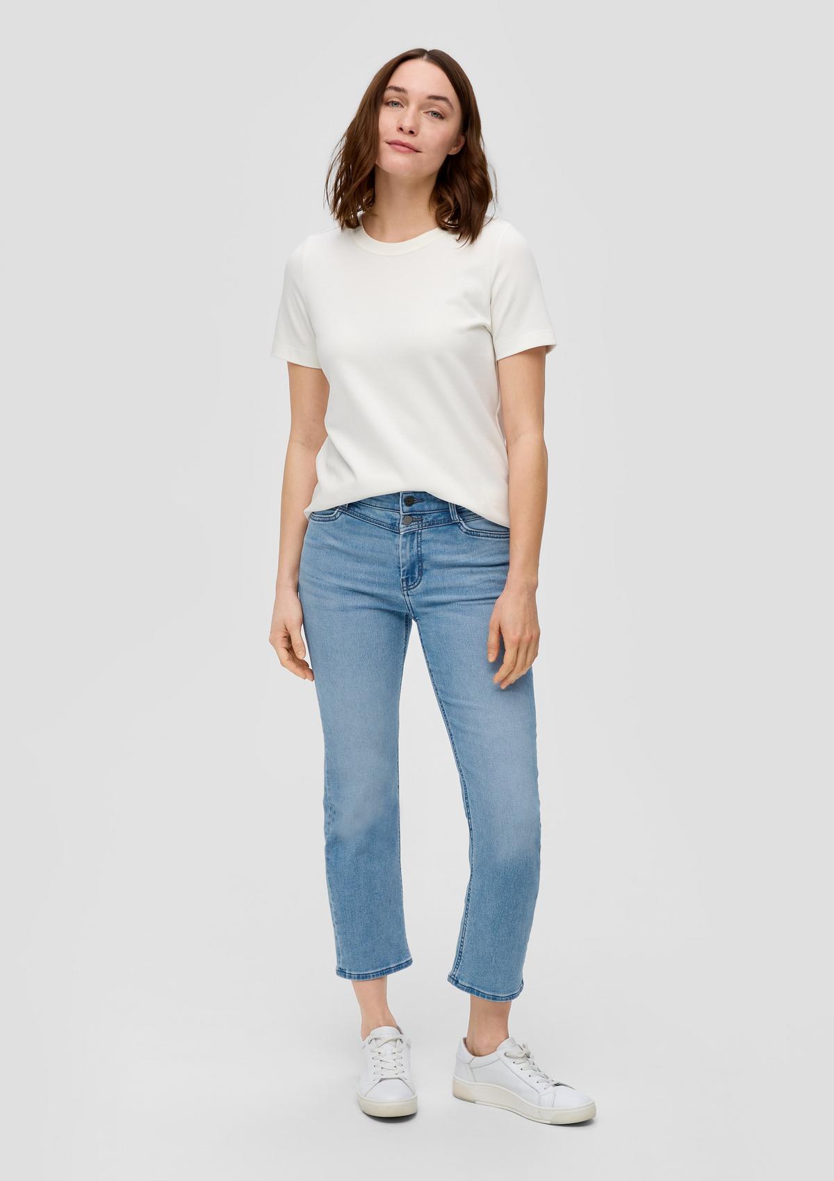 Skrajšane Jeans hlače Karolin/kroj Regular Fit/Mid Rise/ravne hlačnice/širša obroba v pasu