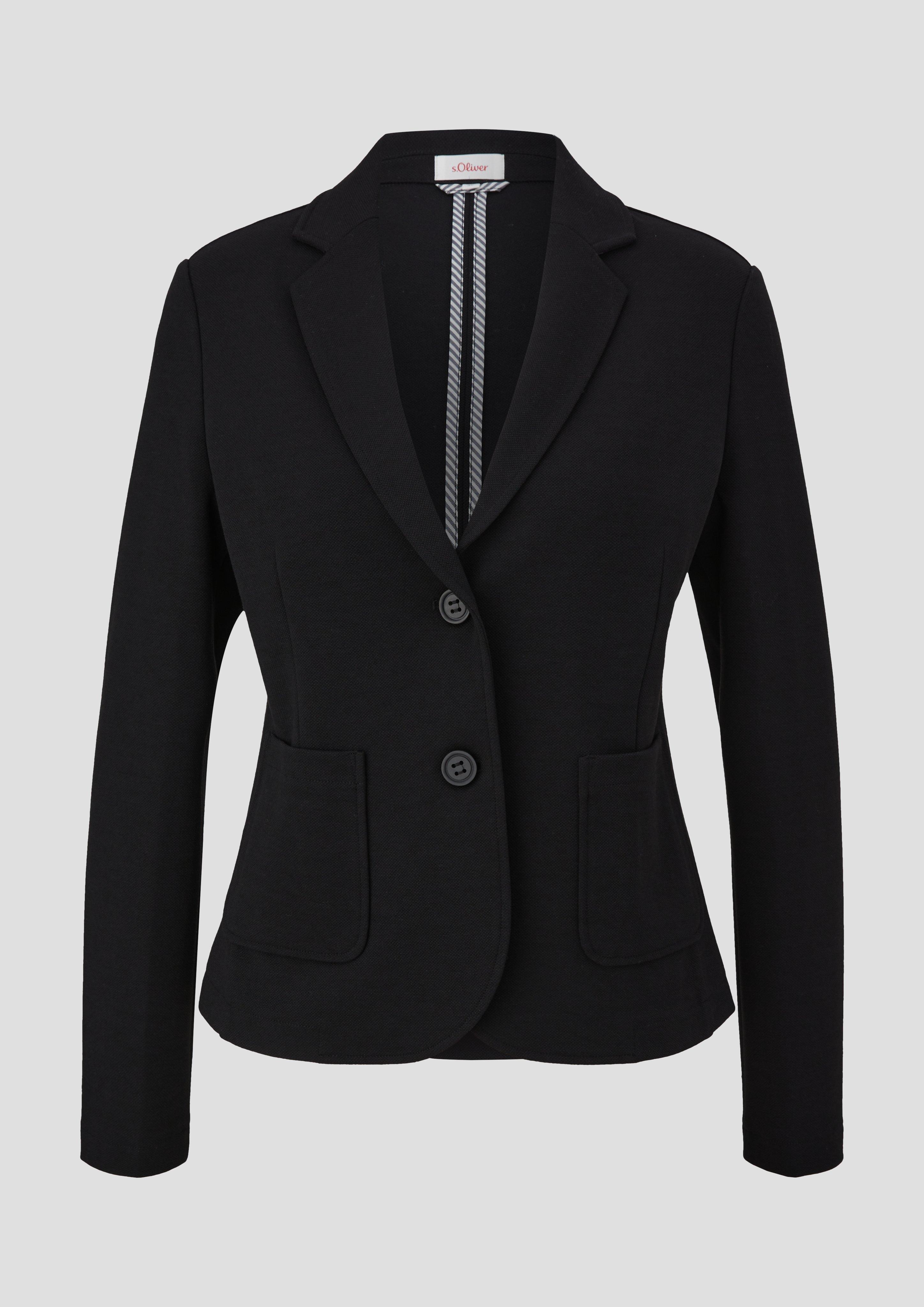 s.Oliver - Blazer aus strukturiertem Jersey, Damen, schwarz