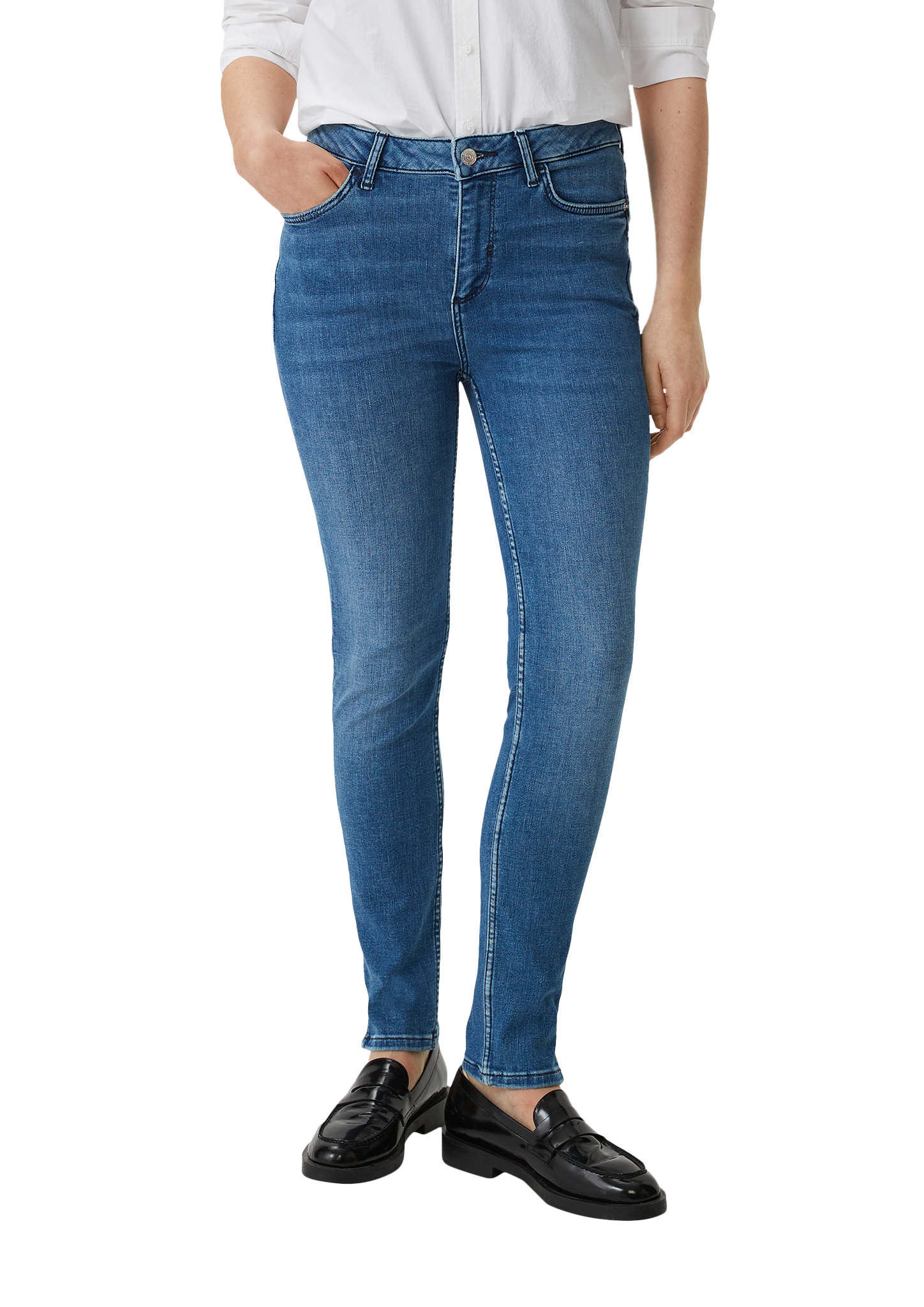 Skinny jeans with hem slits - Blue | SCAYLE