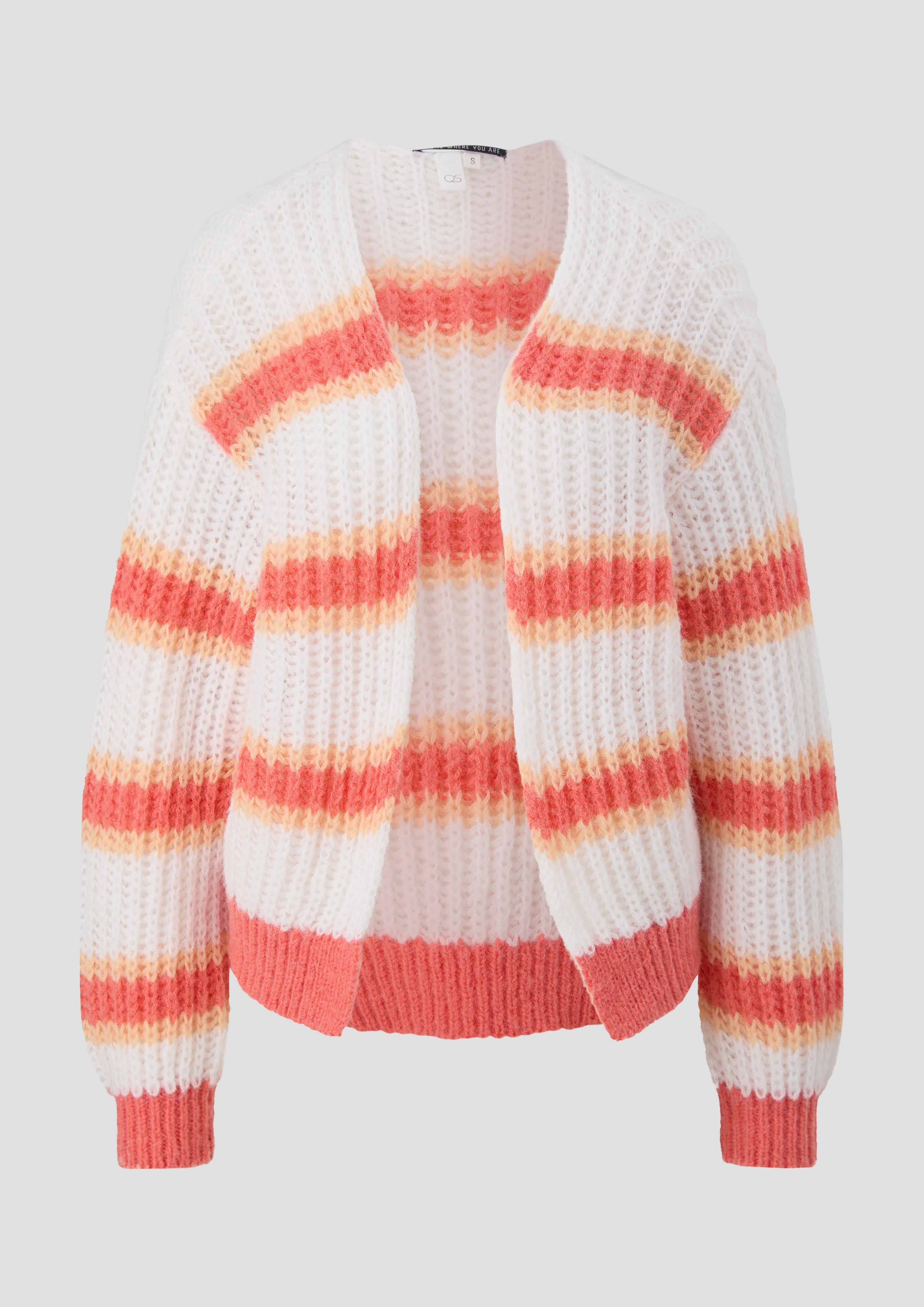 Thumbnail - QS - Gestreifter Cardigan im Loose Fit, Damen, creme