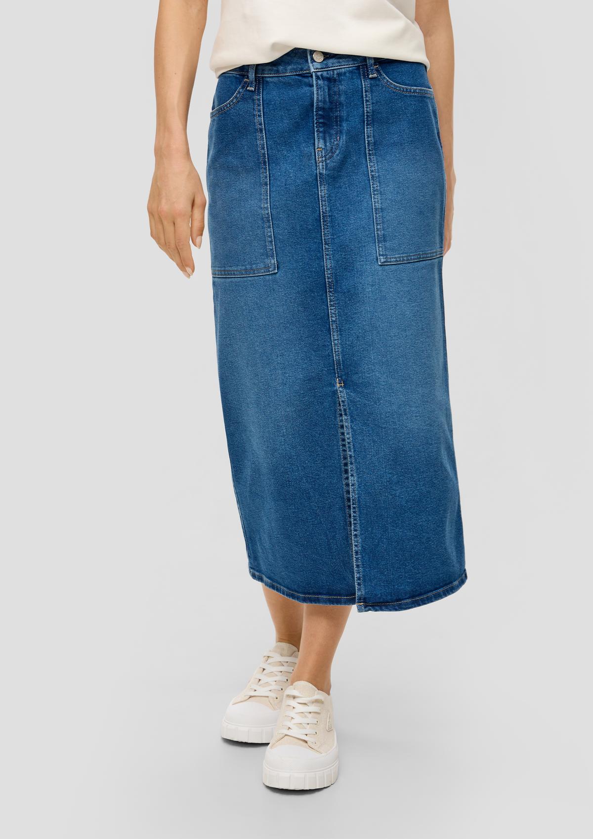 s.Oliver Denim skirt with a kick pleat
