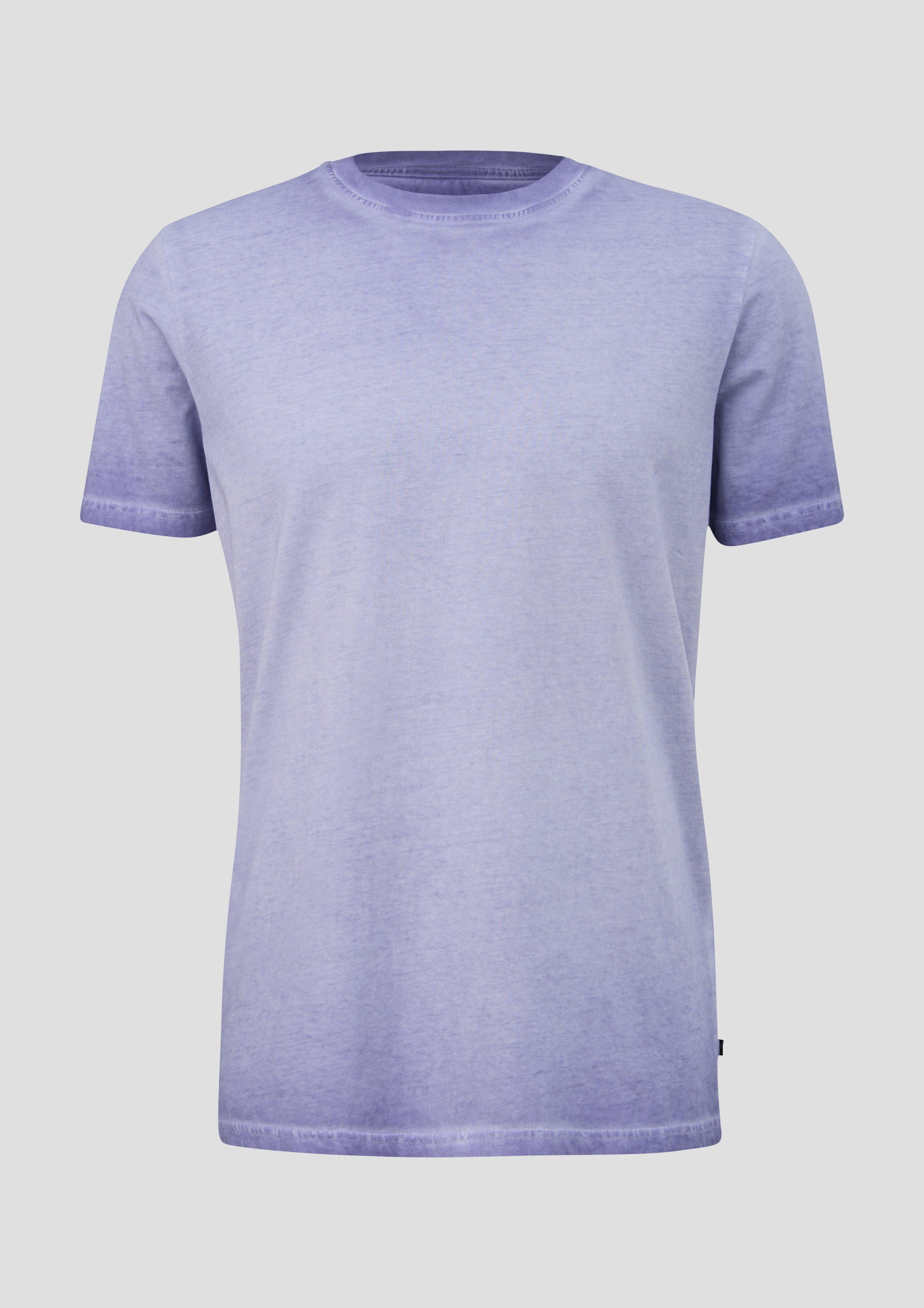 QS - Baumwollshirt mit Garment Dye, Herren, lila