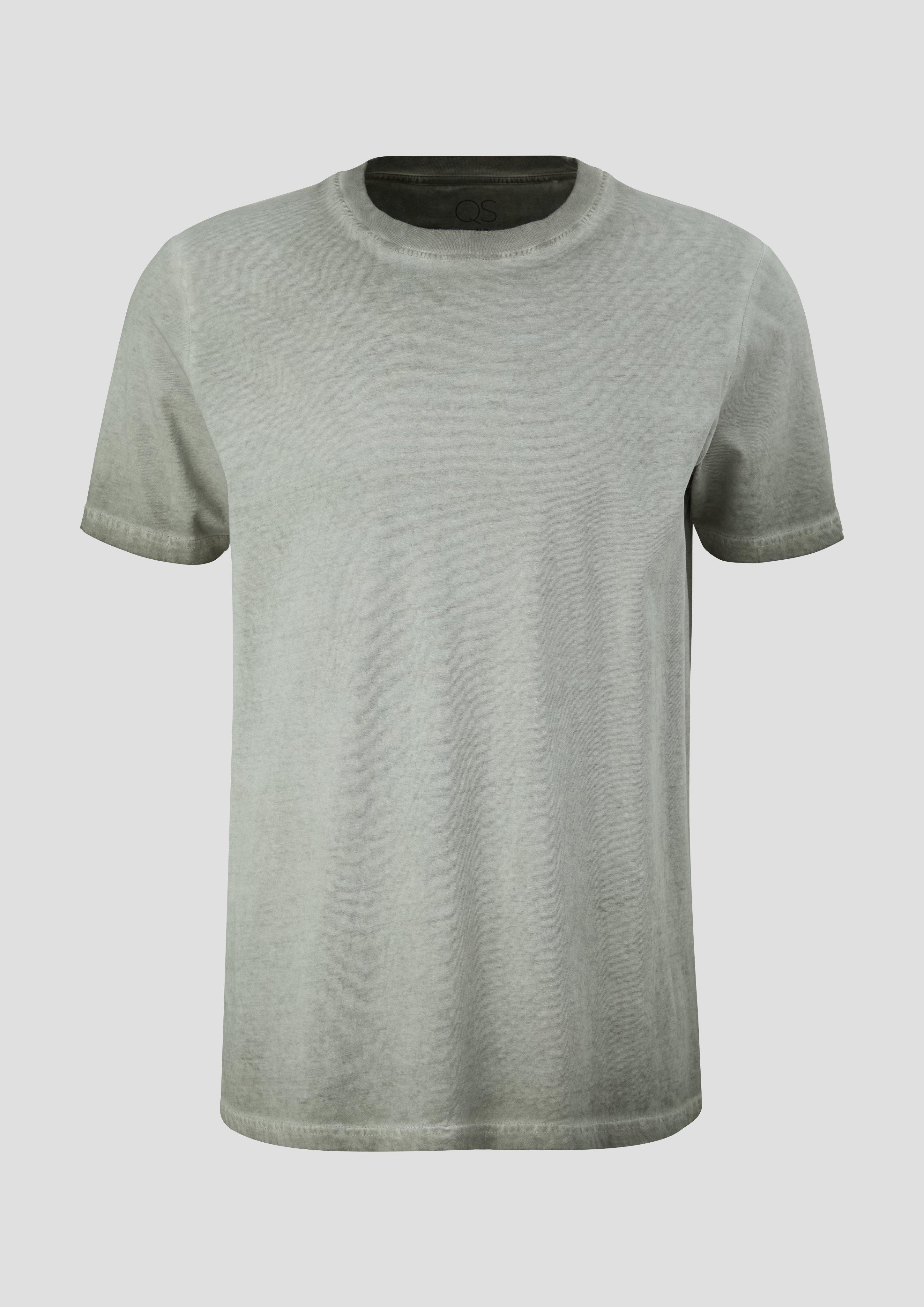 QS - Baumwollshirt mit Garment Dye, Herren, Grün