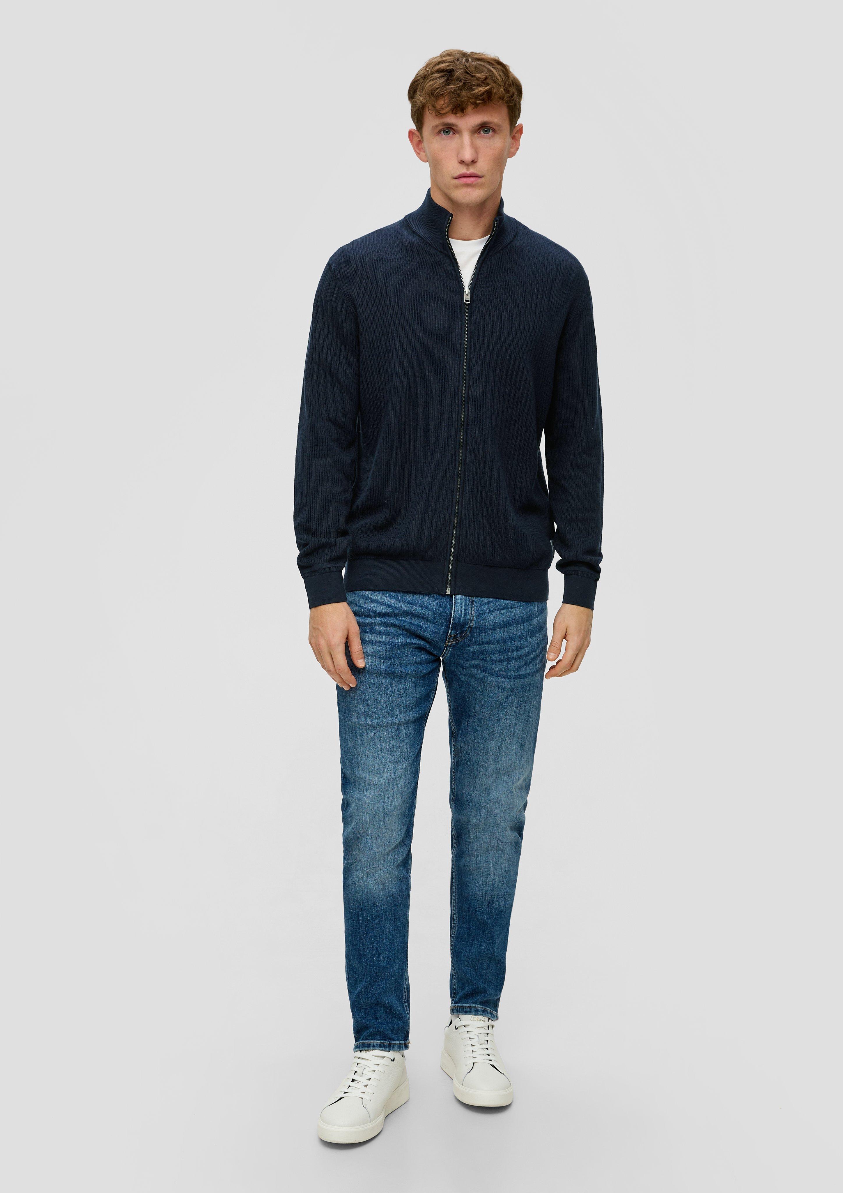 Stand-Up Collar Zip Knit Cardigan