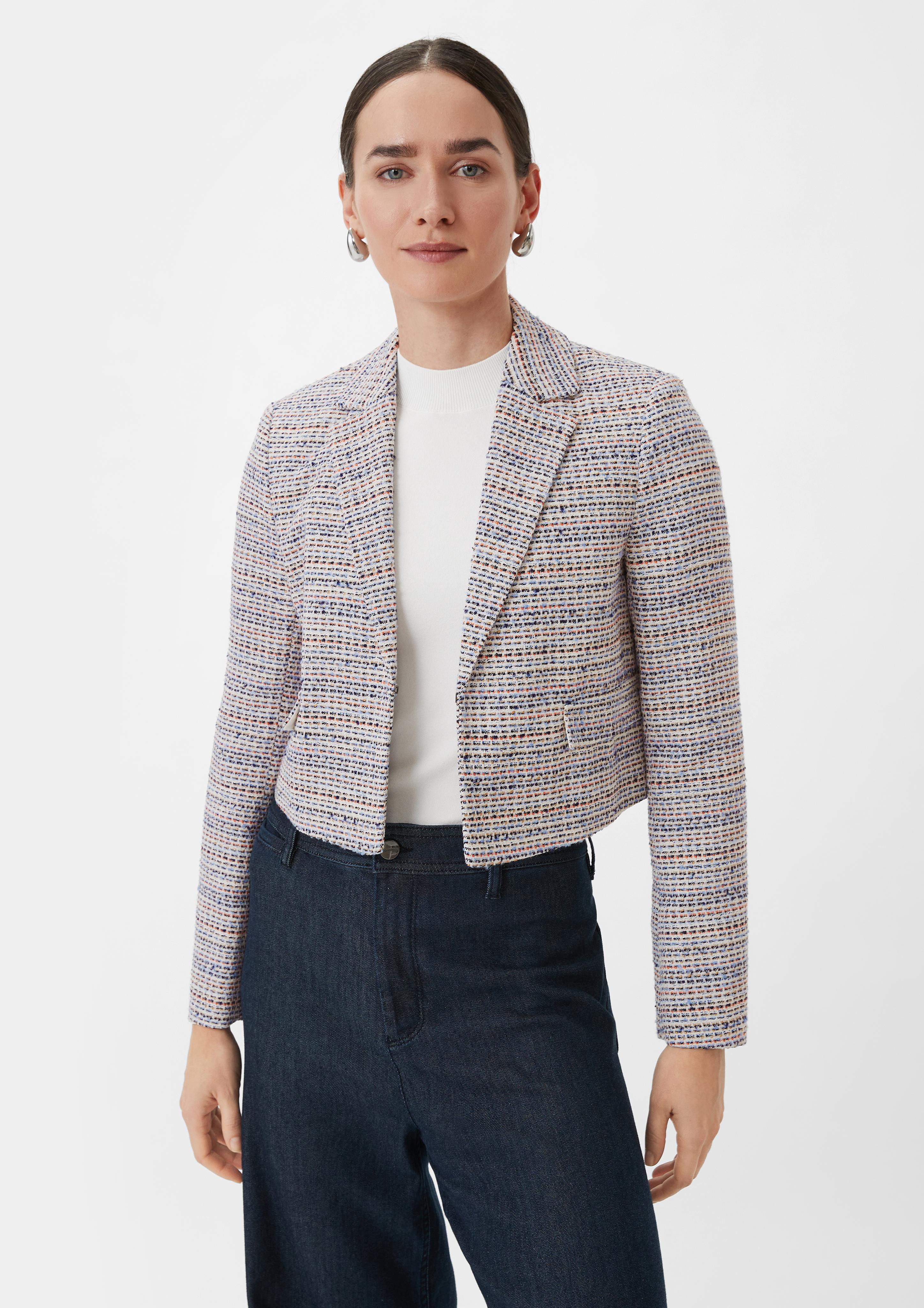 Blazer with a knitted pattern - light brown | Comma Blazer with a knitted pattern - light brown | Comma