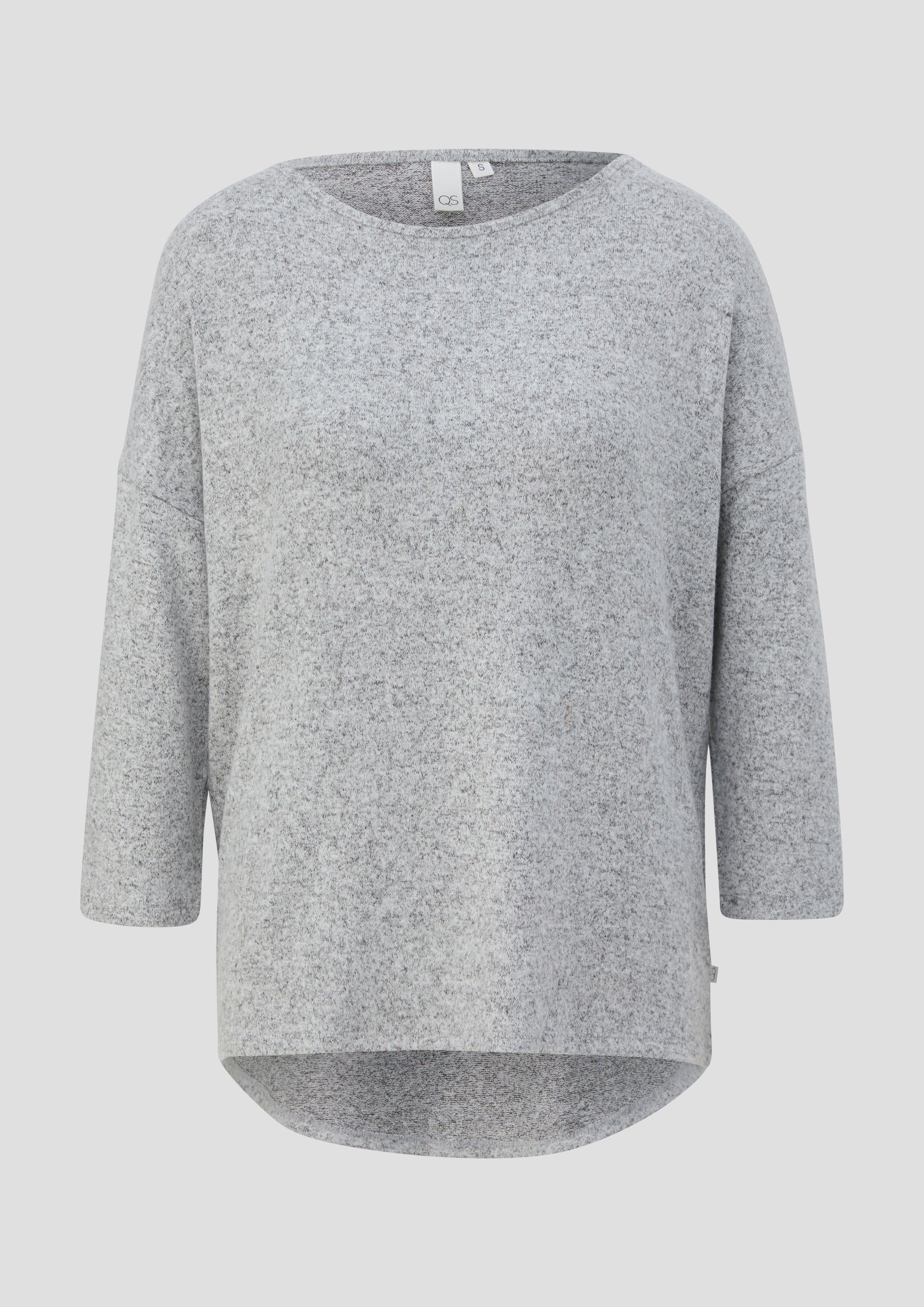 Thumbnail - QS - Weiches Shirt aus Viskosemix in Melange-Optik, Damen, grau