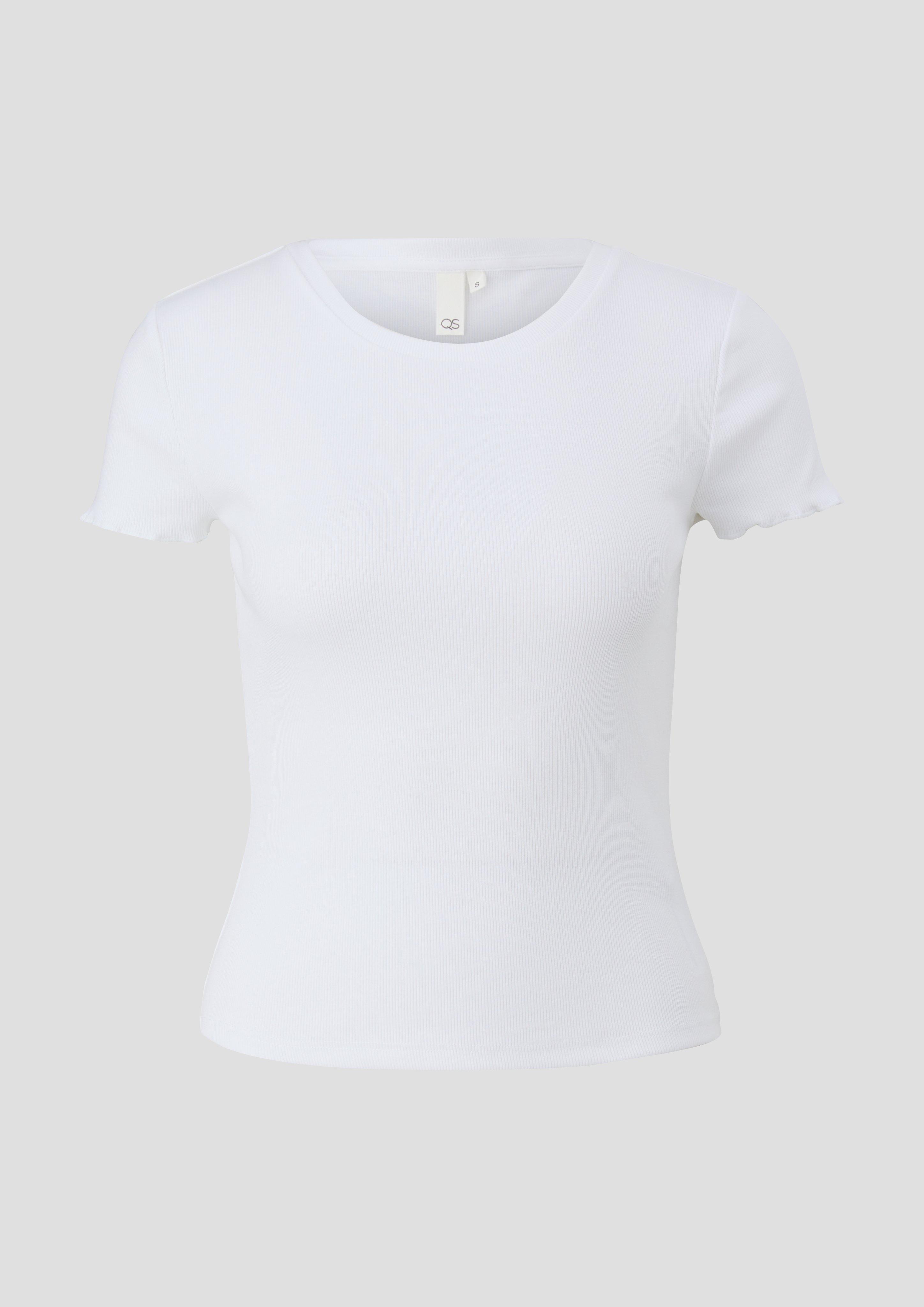 QS - Cropped Top mit Rippstruktur, Damen, weiß