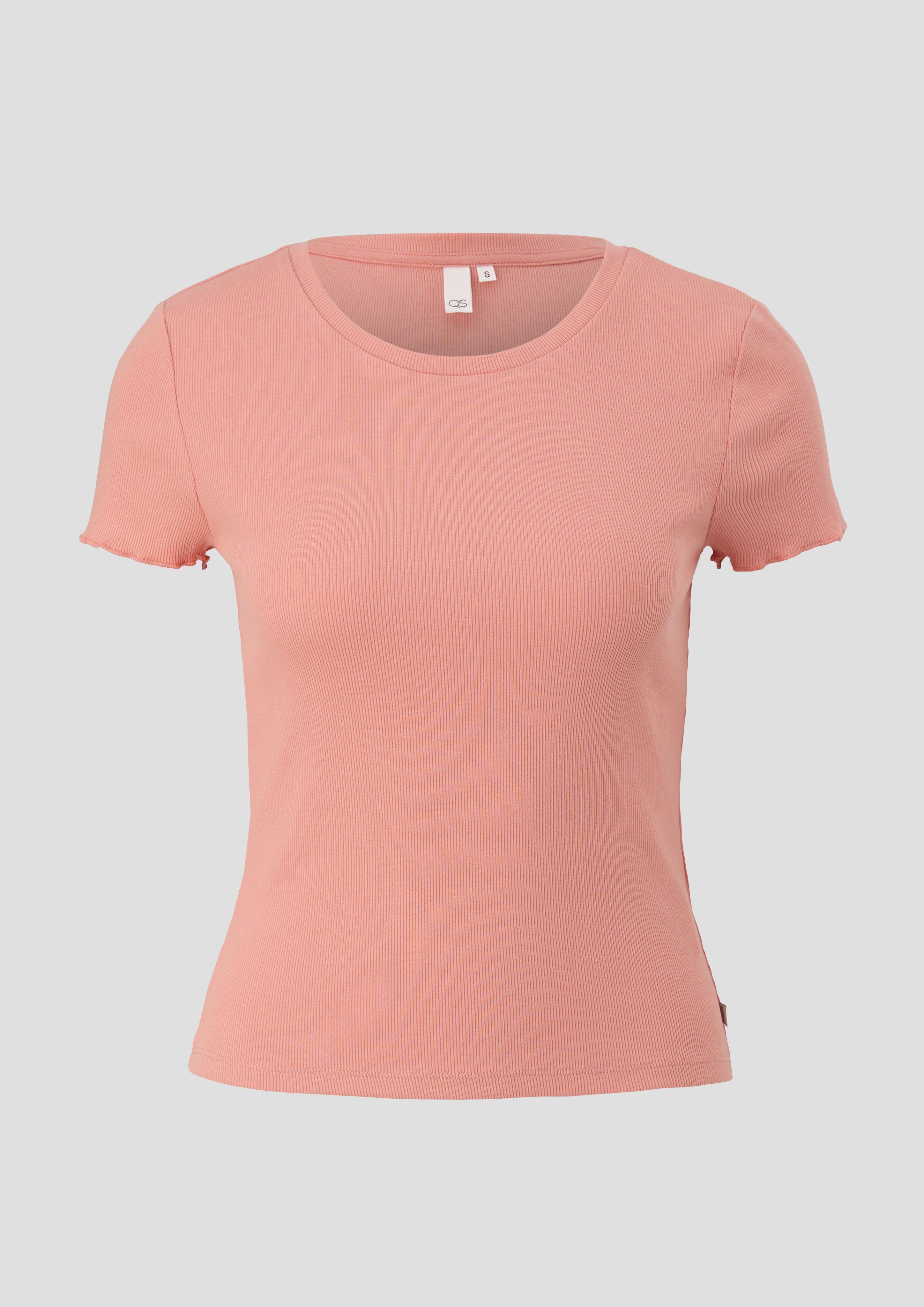 QS - Cropped Top mit Rippstruktur, Damen, Orange