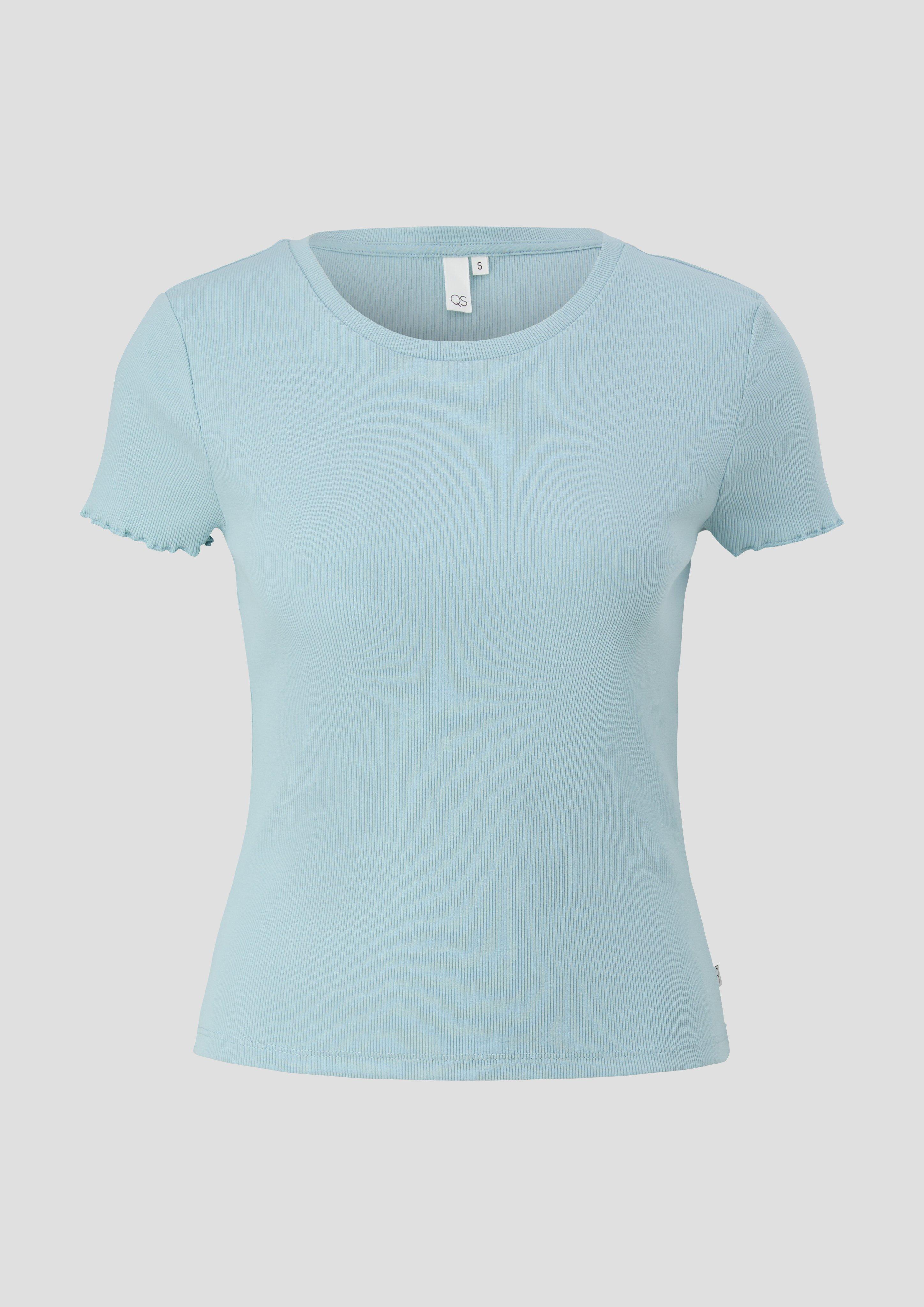 QS - Cropped Top mit Rippstruktur, Damen, türkis