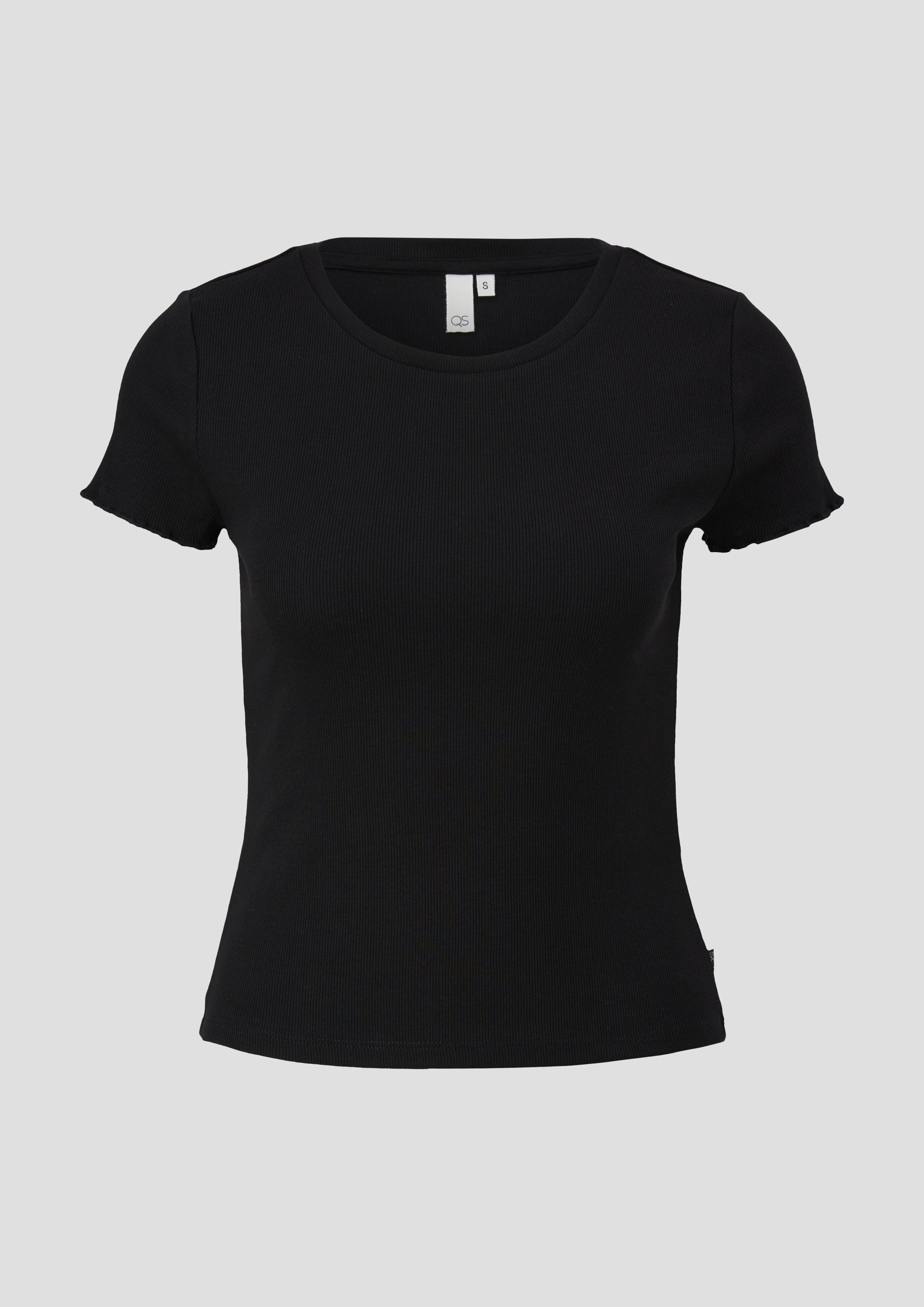 QS - Cropped Top mit Rippstruktur, Damen, schwarz