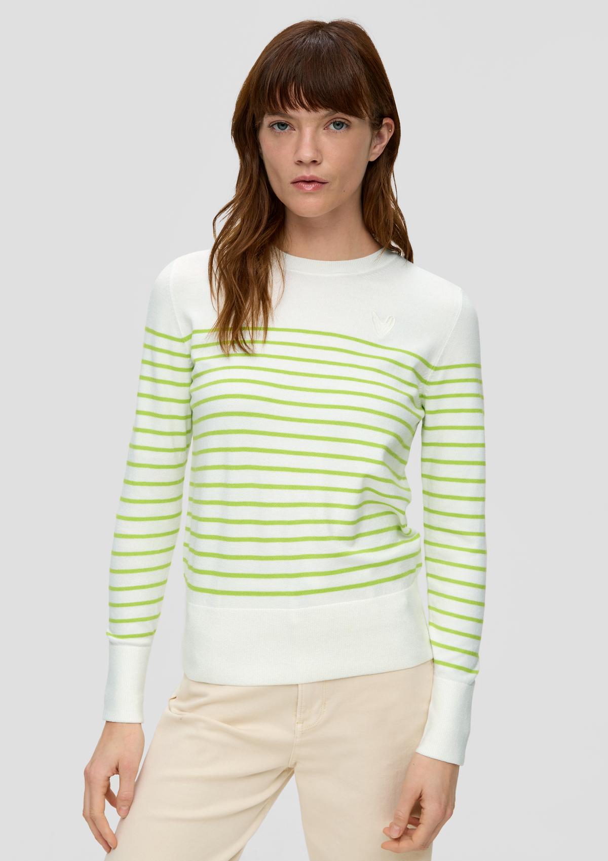 Striped jumper with subtle embroidery