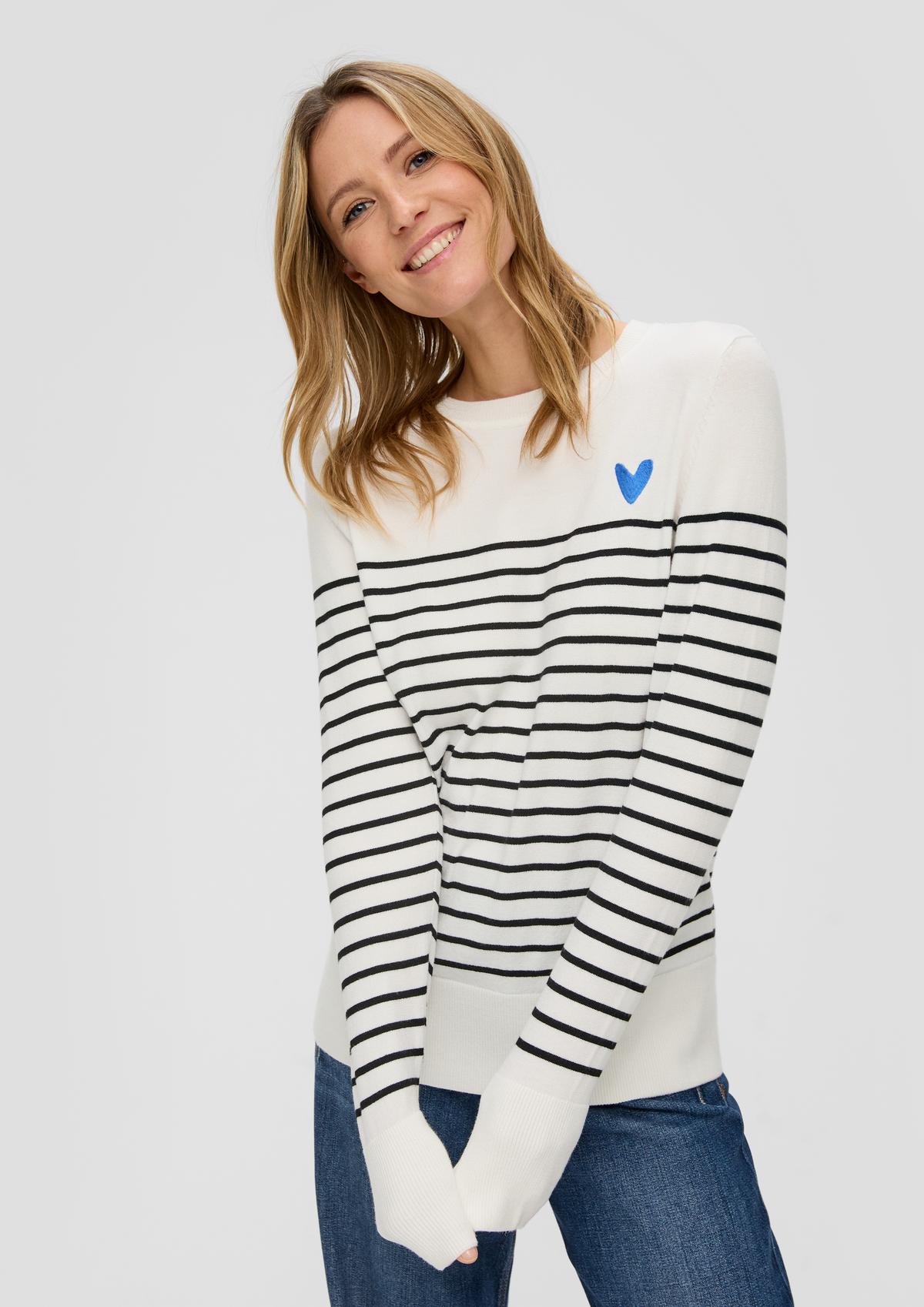 s.Oliver Striped jumper with subtle embroidery